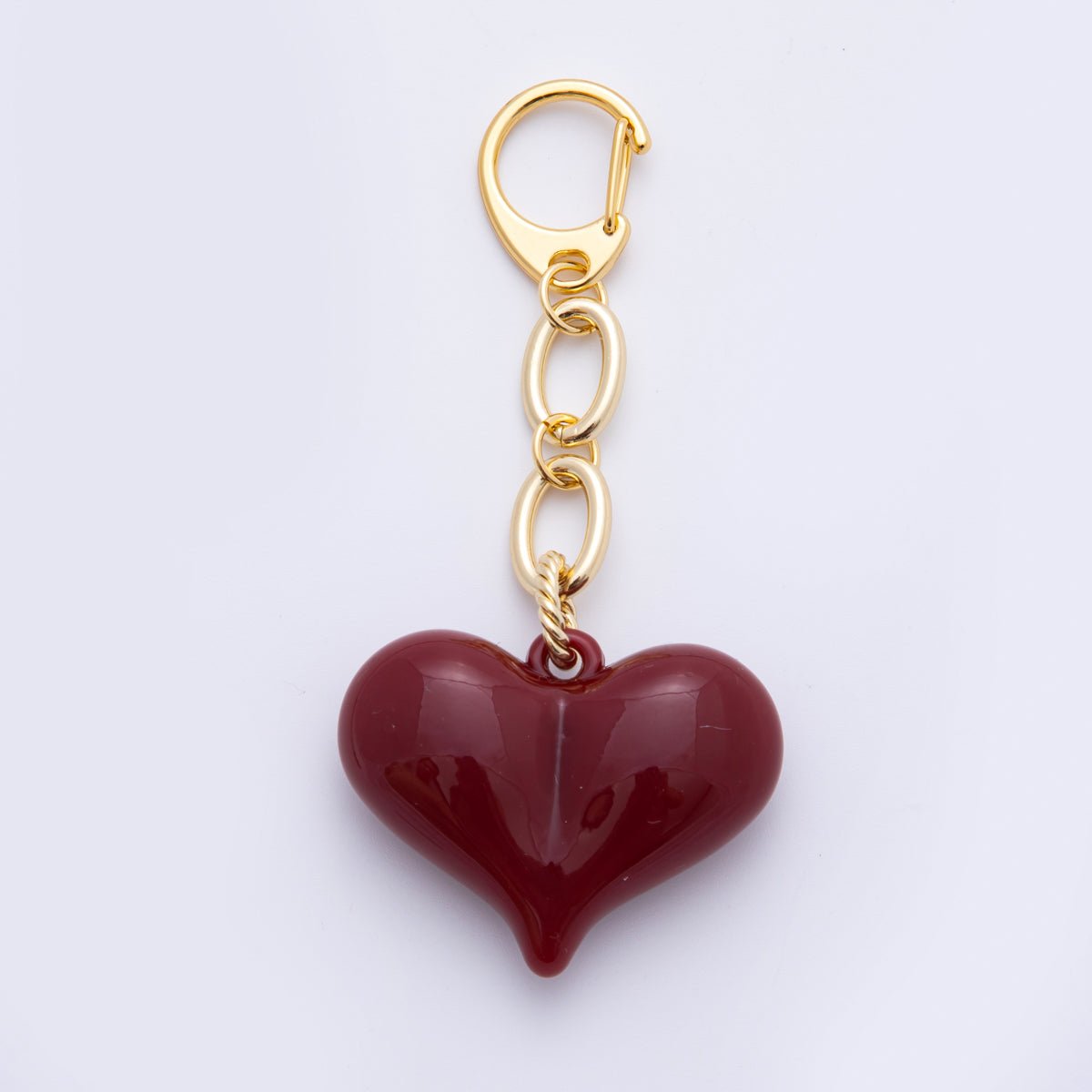 Dark Red Heart Glass Art Crimson Red Heart Keychain Purse Bag Backpack Charm Accessories Collection | WB00004 - WB00006 - DLUXCA