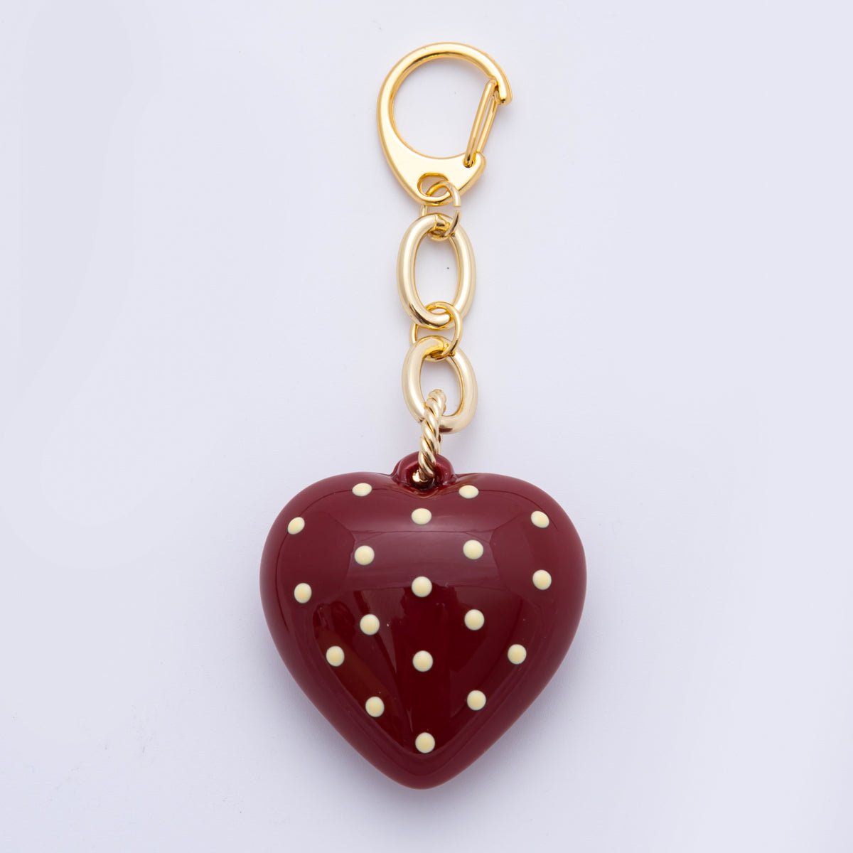 Dark Red Heart Glass Art Crimson Red Heart Keychain Purse Bag Backpack Charm Accessories Collection | WB00004 - WB00006 - DLUXCA
