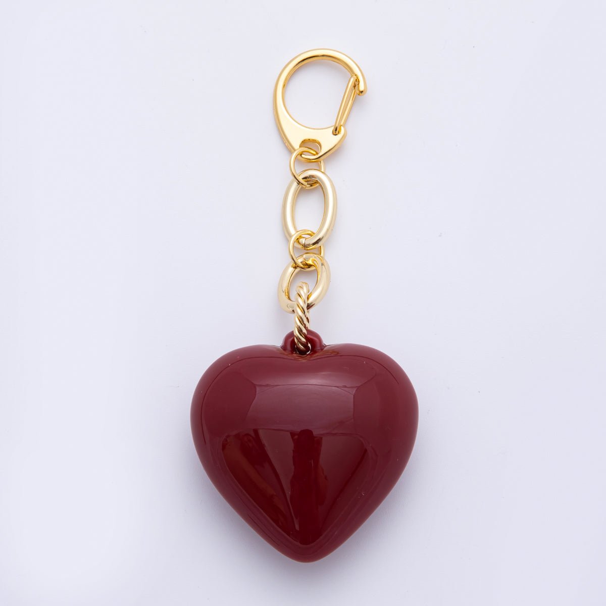 Dark Red Heart Glass Art Crimson Red Heart Keychain Purse Bag Backpack Charm Accessories Collection | WB00004 - WB00006 - DLUXCA