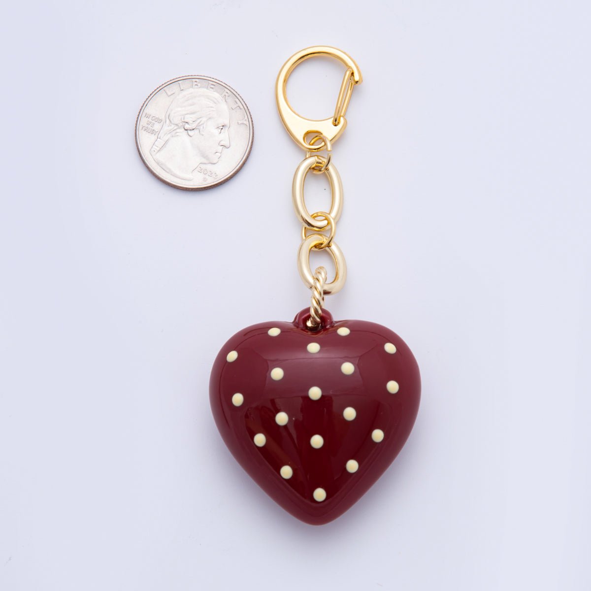 Dark Red Heart Glass Art Crimson Red Heart Keychain Purse Bag Backpack Charm Accessories Collection | WB00004 - WB00006 - DLUXCA