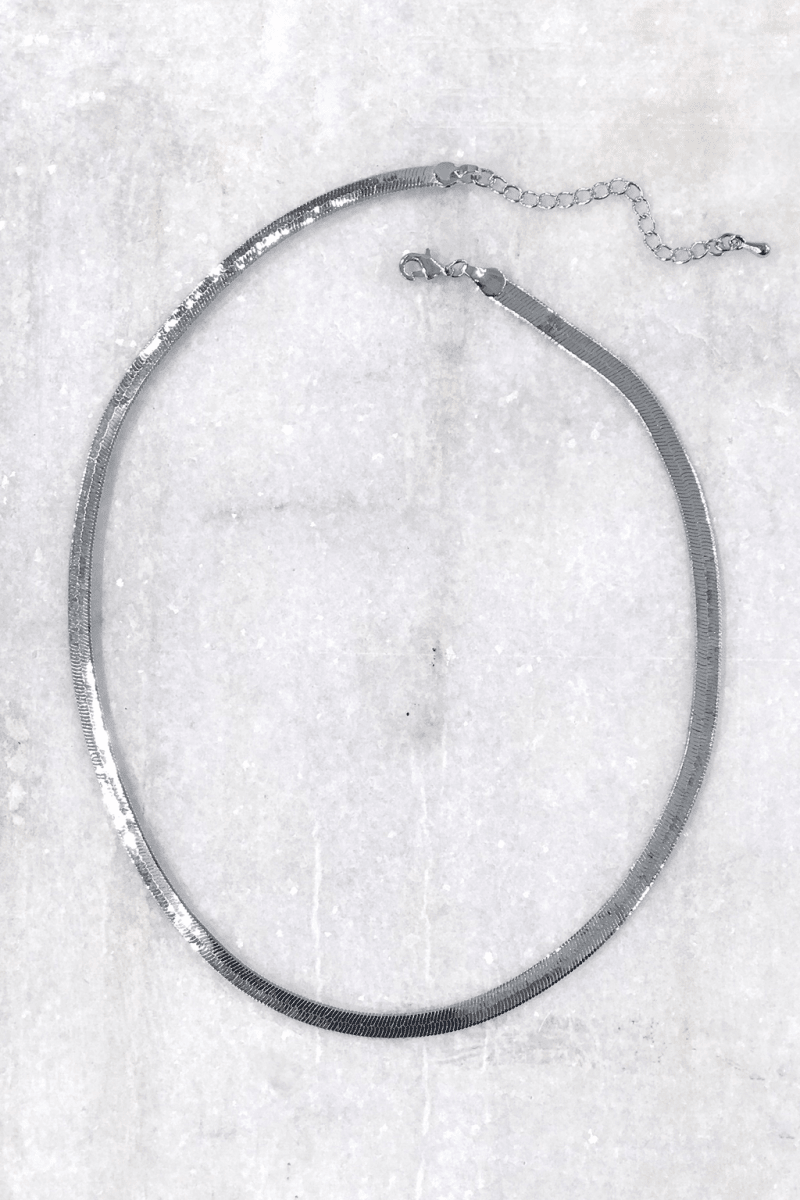 Delicate Silver Herringbone Chain 3.5mm Flat Herringbone Chain Necklace 16, 18, 20.5 Inches with 2" chain extender Gift for Her Everyday Necklace | CN-894 CN-914 CN-919 - DLUXCA