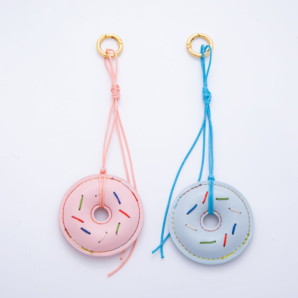 Donut Leather Bag Charm Foodie Keychain Leather Bag Accessory Purse Charm WB - 00117 - DLUXCA