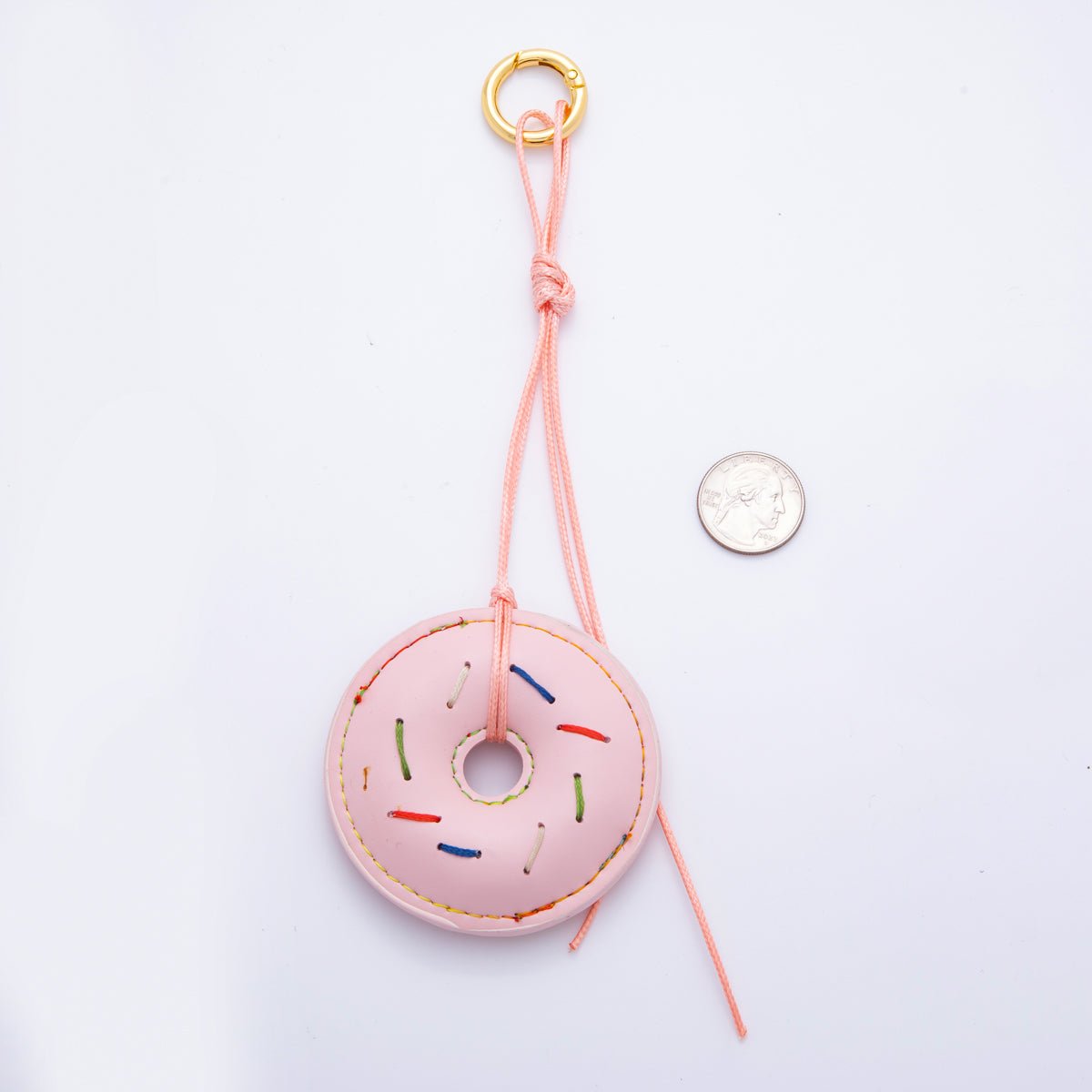 Donut Leather Bag Charm Foodie Keychain Leather Bag Accessory Purse Charm WB - 00117 - DLUXCA