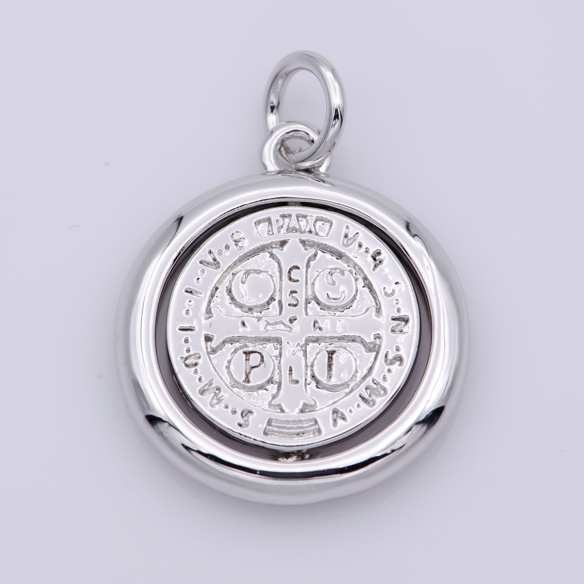 Double Sided Dainty Gold Filled Saint Benedict Charm Pray for You Spinner Pendant for Religious Jewelry Making Inspired M487 - DLUXCA