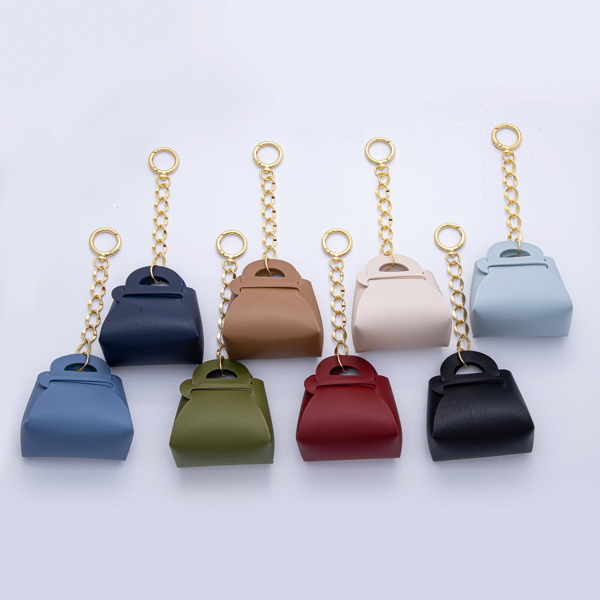 Faux Leather Black, Brown, White, Blue, Red, Pink Purse Bag Charm Keychain Key Ring Accessories | WB - 00273 - DLUXCA