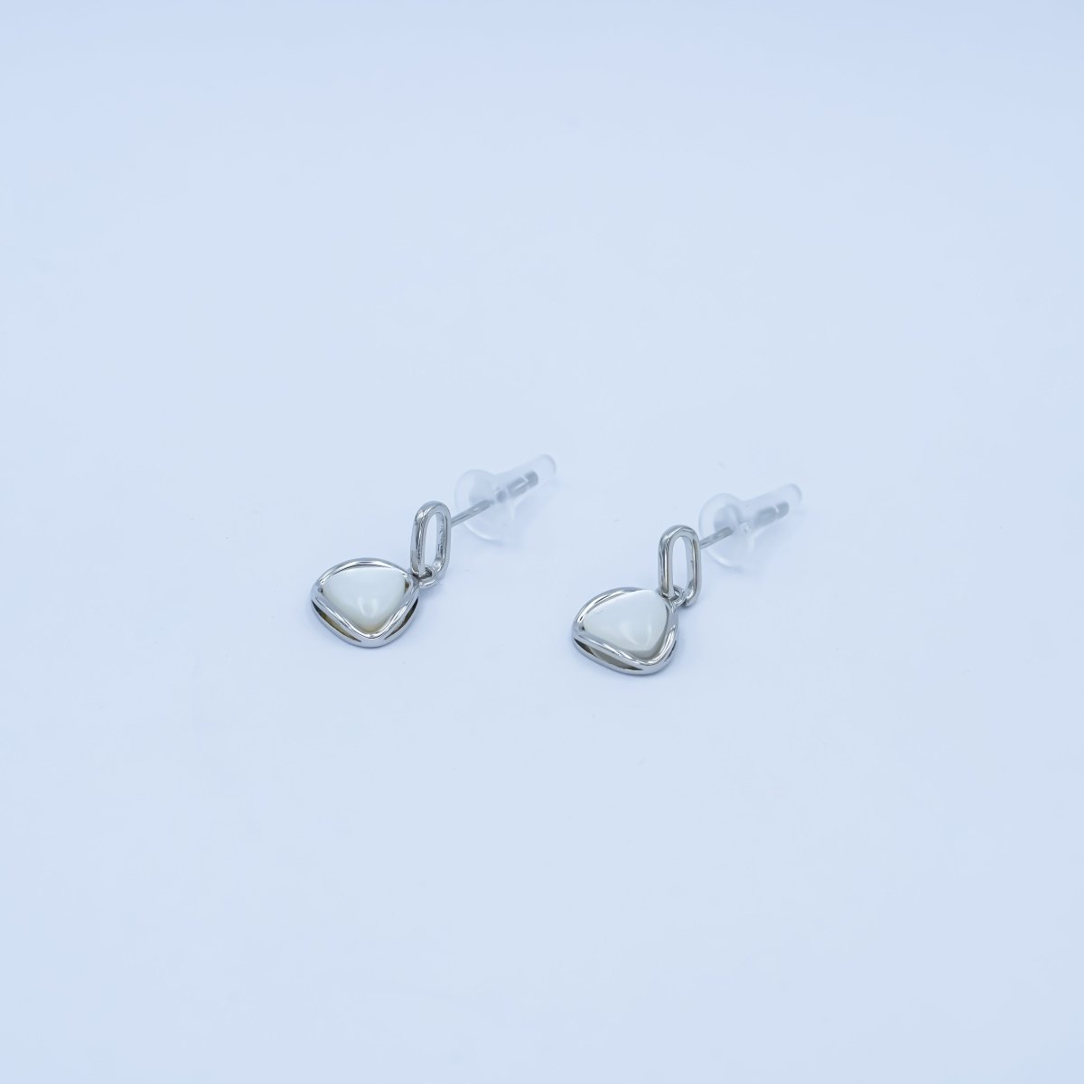 Faux Pearl Dangle Rhombus Stud Earrings in Gold Silver Jewelry AB - 646 - DLUXCA