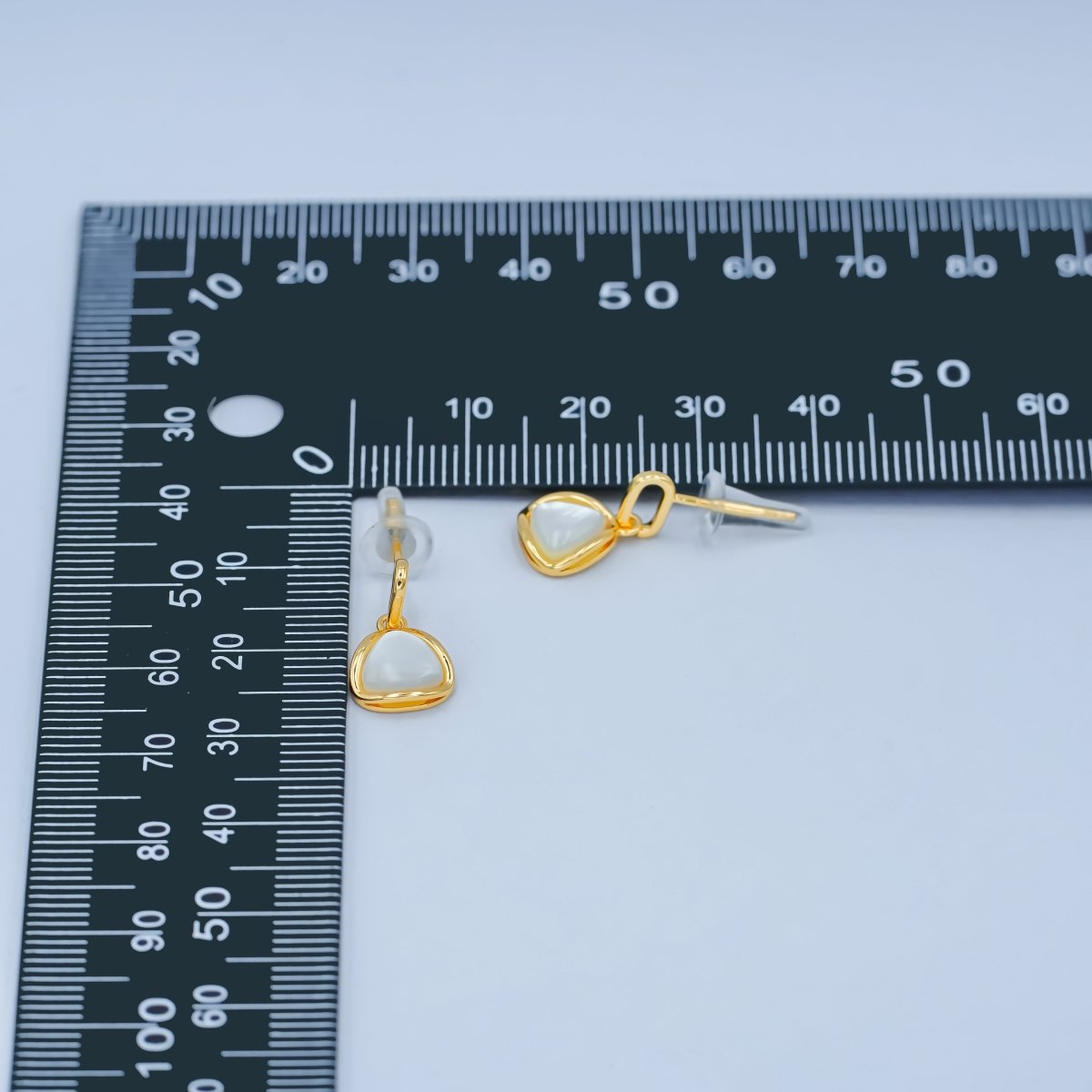 Faux Pearl Dangle Rhombus Stud Earrings in Gold Silver Jewelry AB - 646 - DLUXCA