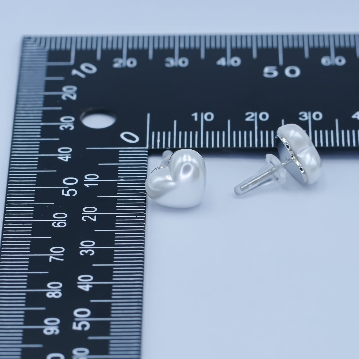 Faux Pearl Heart Stud Earrings in Gold Silver Jewelry AB - 550 - DLUXCA