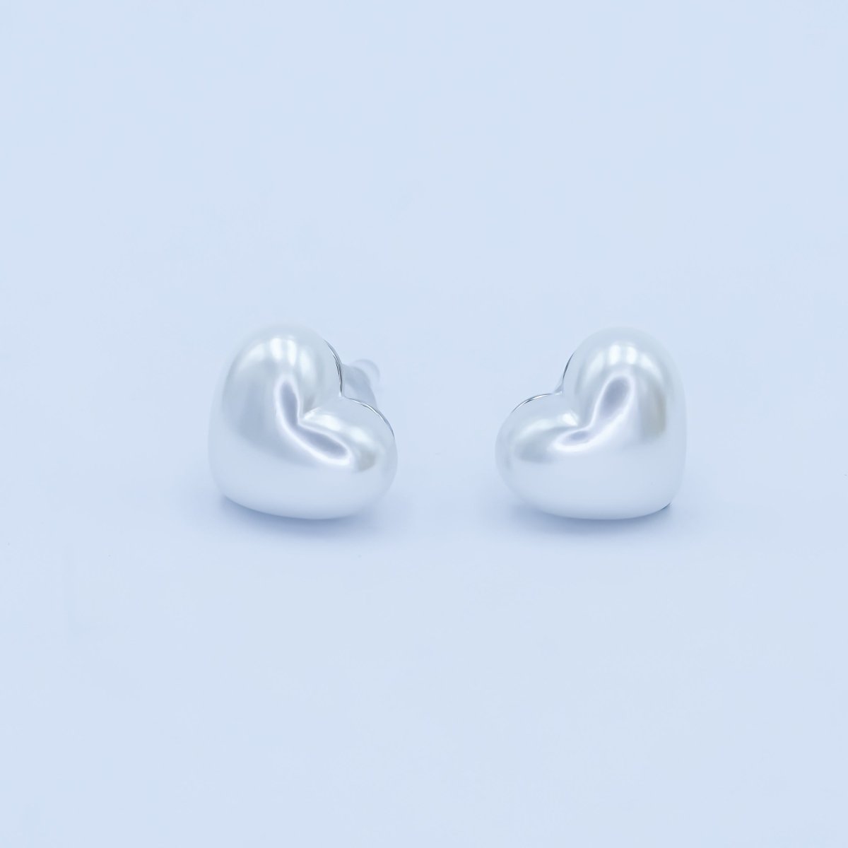 Faux Pearl Heart Stud Earrings in Gold Silver Jewelry AB - 550 - DLUXCA