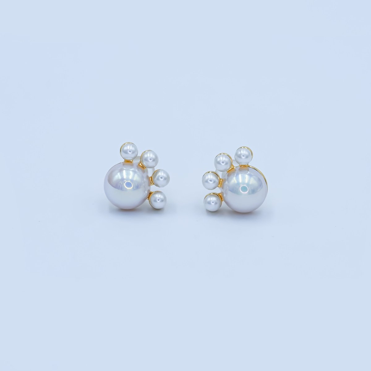 Faux Pearl Round Stud Earrings in Gold Silver Jewelry AB445 - DLUXCA