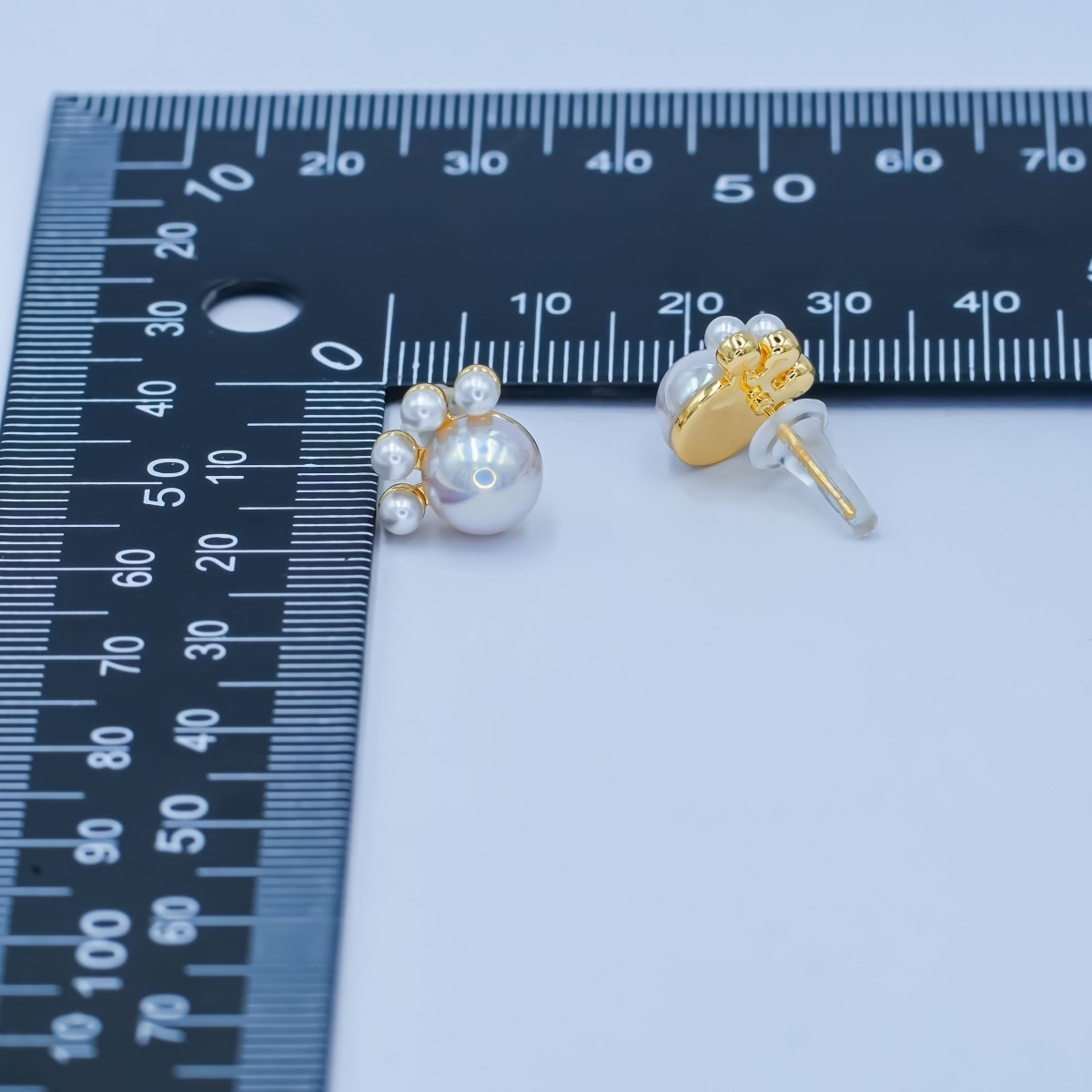 Faux Pearl Round Stud Earrings in Gold Silver Jewelry AB445 - DLUXCA