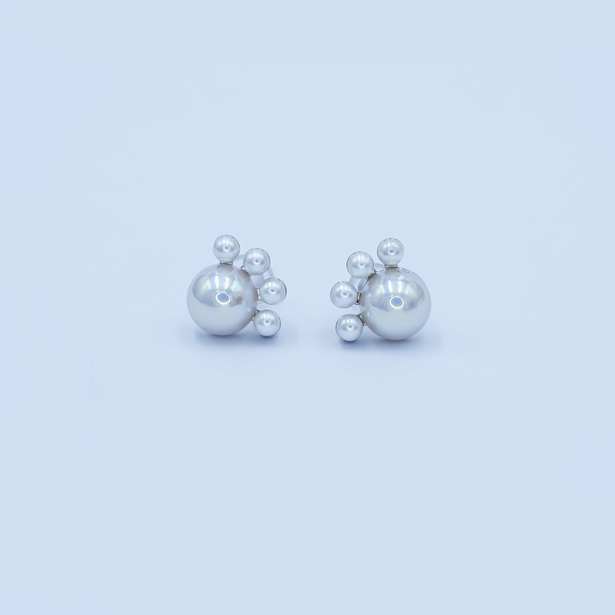 Faux Pearl Round Stud Earrings in Gold Silver Jewelry AB445 - DLUXCA