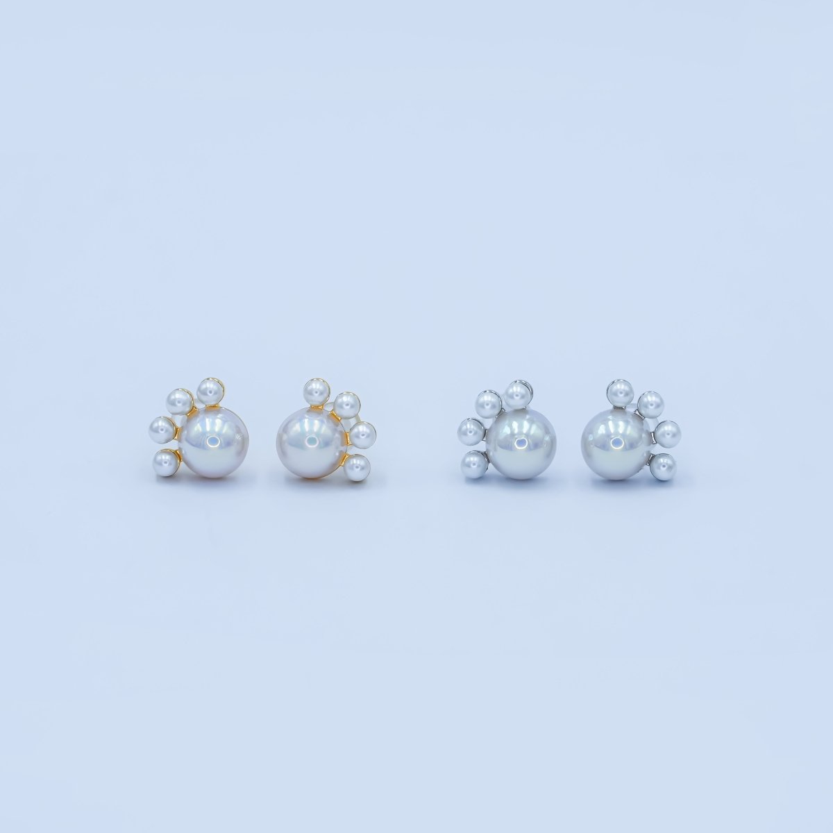 Faux Pearl Round Stud Earrings in Gold Silver Jewelry AB445 - DLUXCA