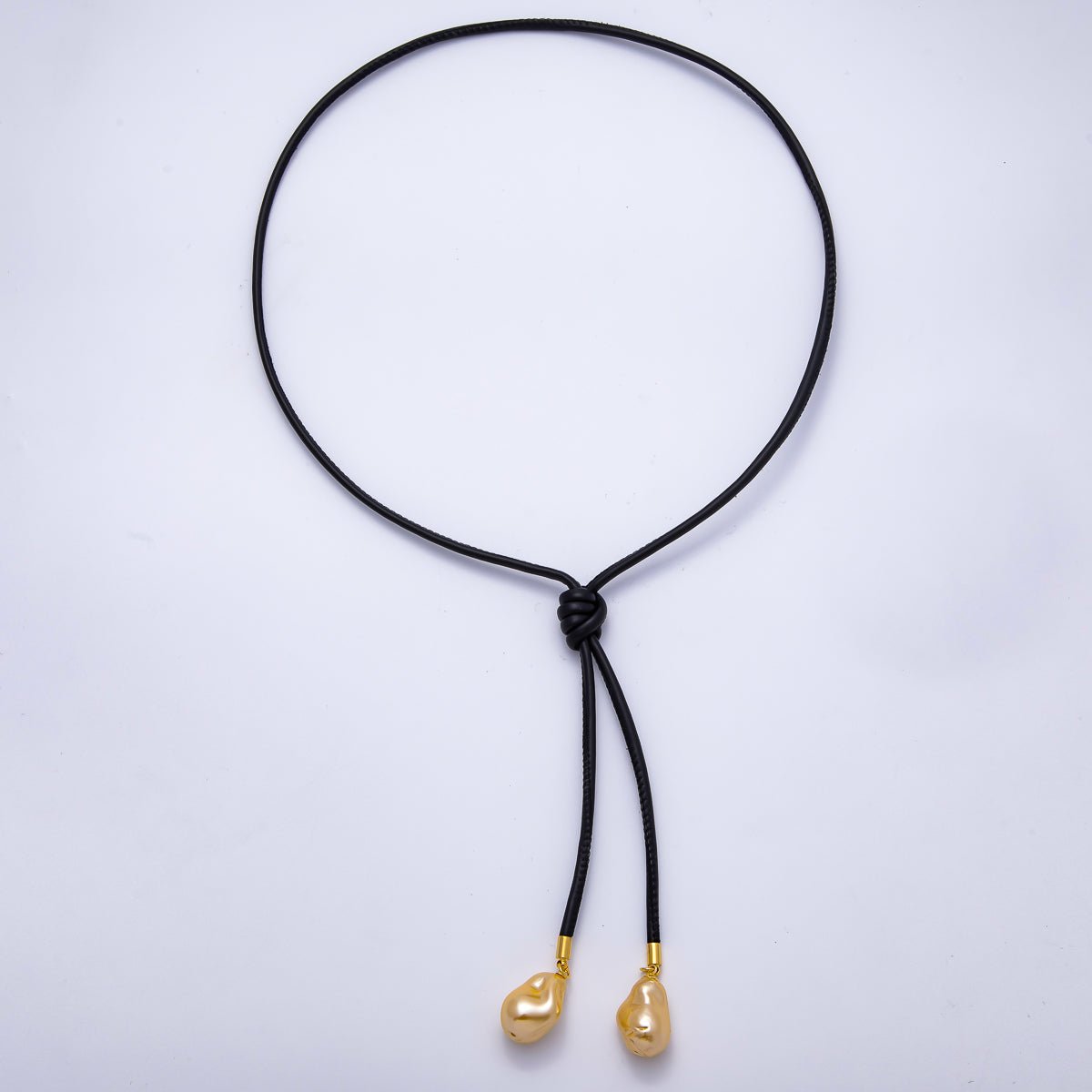 Freshwater Pearl Faux Leather Adjustable 33 Inch Lariat Necklace | WA - 04367 ~ WA - 04373 - DLUXCA