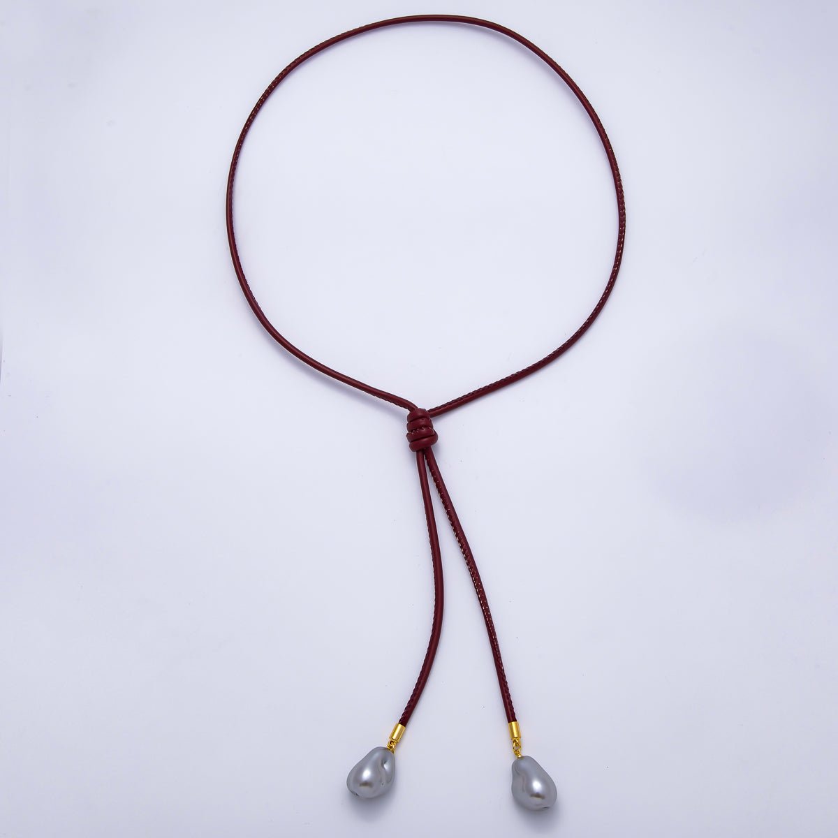 Freshwater Pearl Faux Leather Adjustable 33 Inch Lariat Necklace | WA - 04367 ~ WA - 04373 - DLUXCA