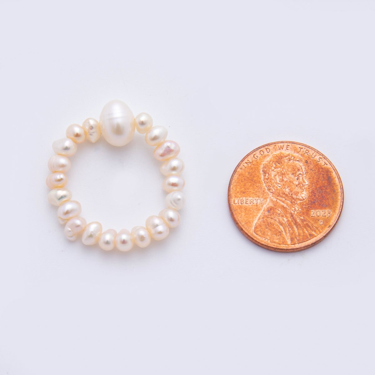 Freshwater Pearl Handmade Rice - Shaped Stretch Adjustable Ring | O - 2069 O - 2072 O - 2110 - DLUXCA