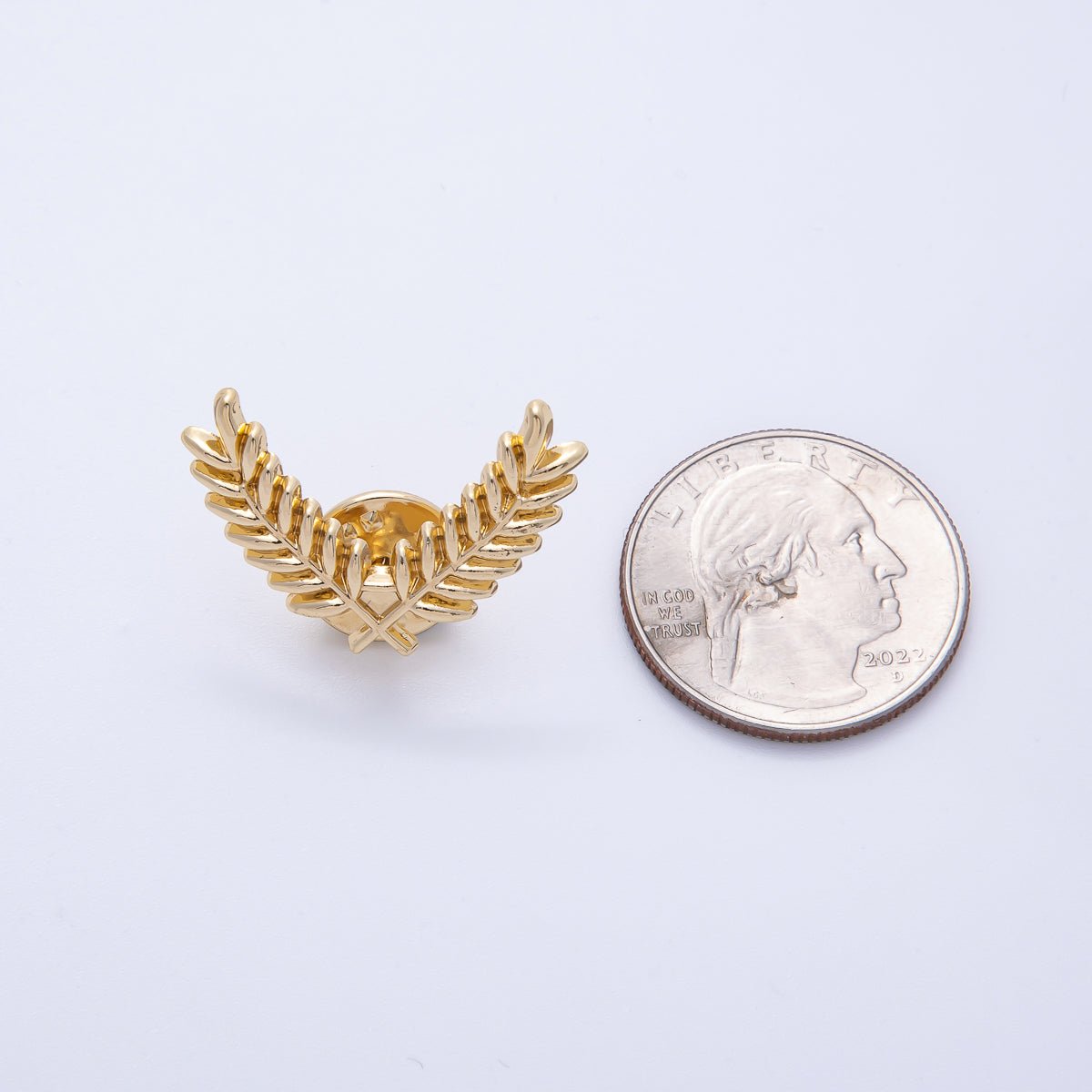 Gold 27.5mm x 18mm Minimalist Grain Olive Leaf Nature Pin Brooch | BH - 059 - DLUXCA