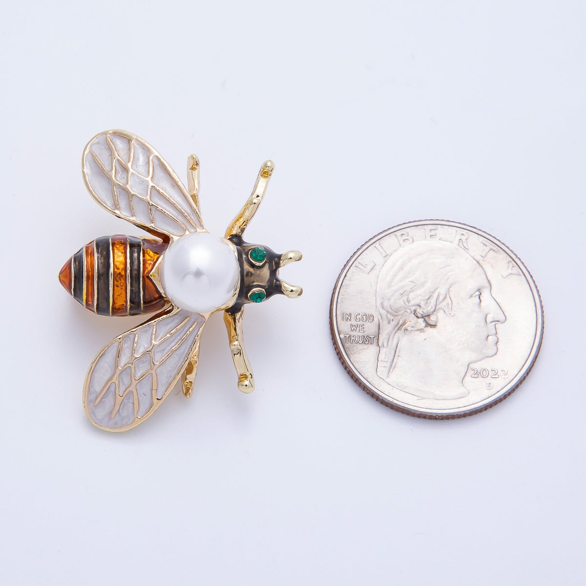 Gold 34mm x 27.3mm Bumble Bee Insect Pin Brooch | BH - 018 - DLUXCA