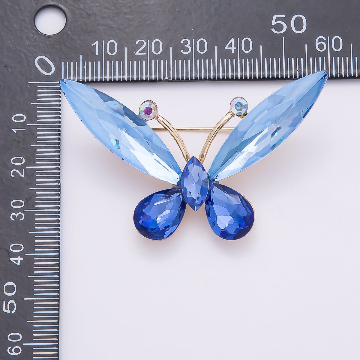 Gold 35mm Green, Blue Rhinestone Butterfly Insect Pin Brooch | BH - 131 BH - 132 - DLUXCA