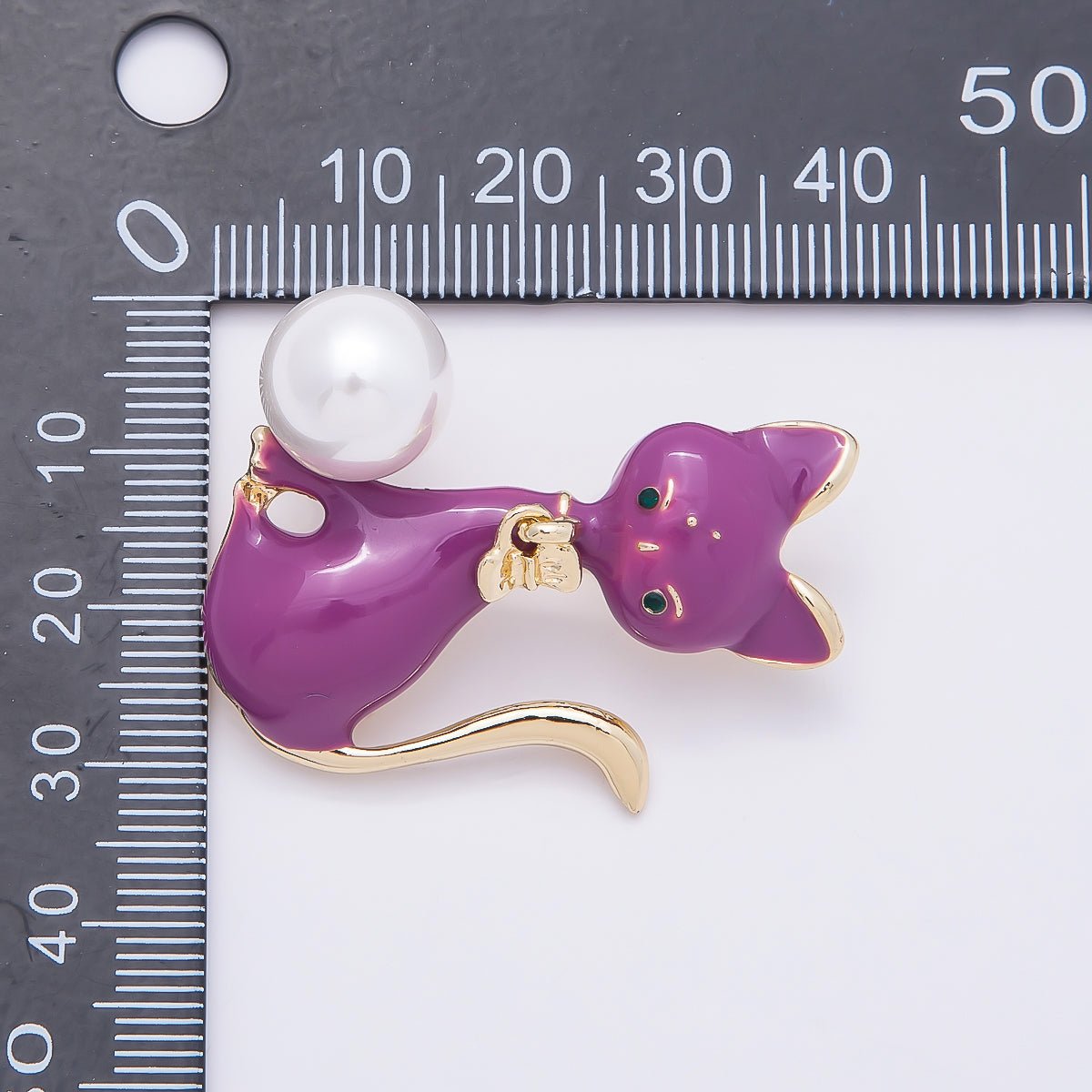Gold 42mm x 33mm Purple Cat Animal Enamel Pin Brooch | BH - 123 - DLUXCA