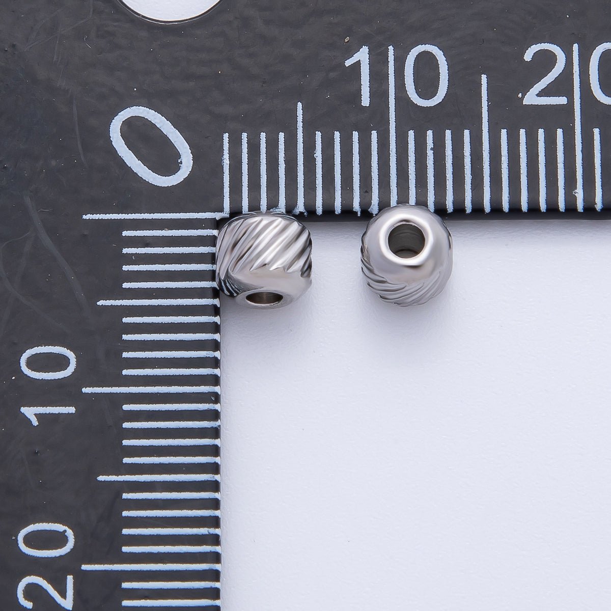 Gold 4.5mm Revolving Pattern Tiny Rondelle Minimalist Spacer Bead in Gold & Silver 10pcs | B066 - DLUXCA