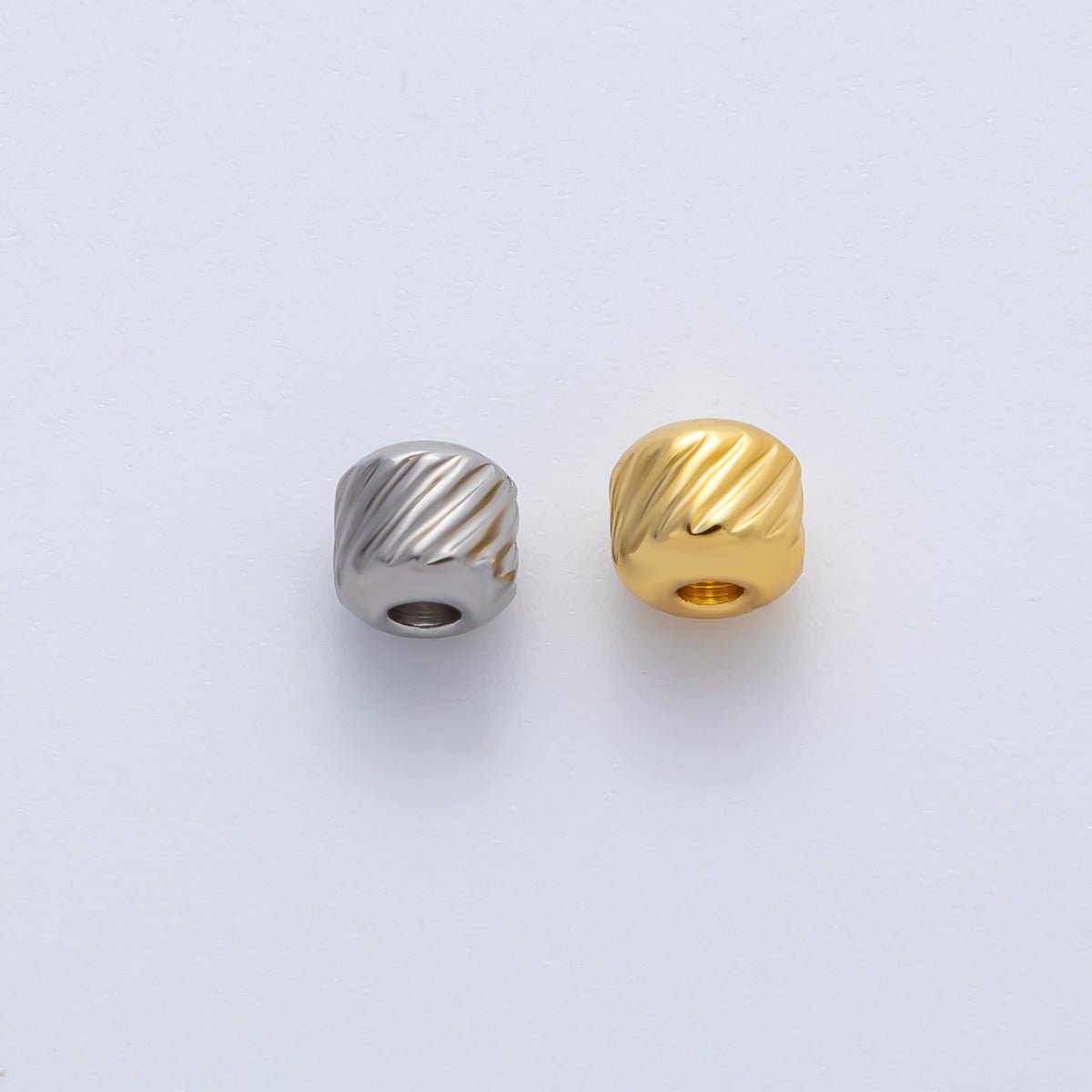 Gold 4.5mm Revolving Pattern Tiny Rondelle Minimalist Spacer Bead in Gold & Silver 10pcs | B066 - DLUXCA