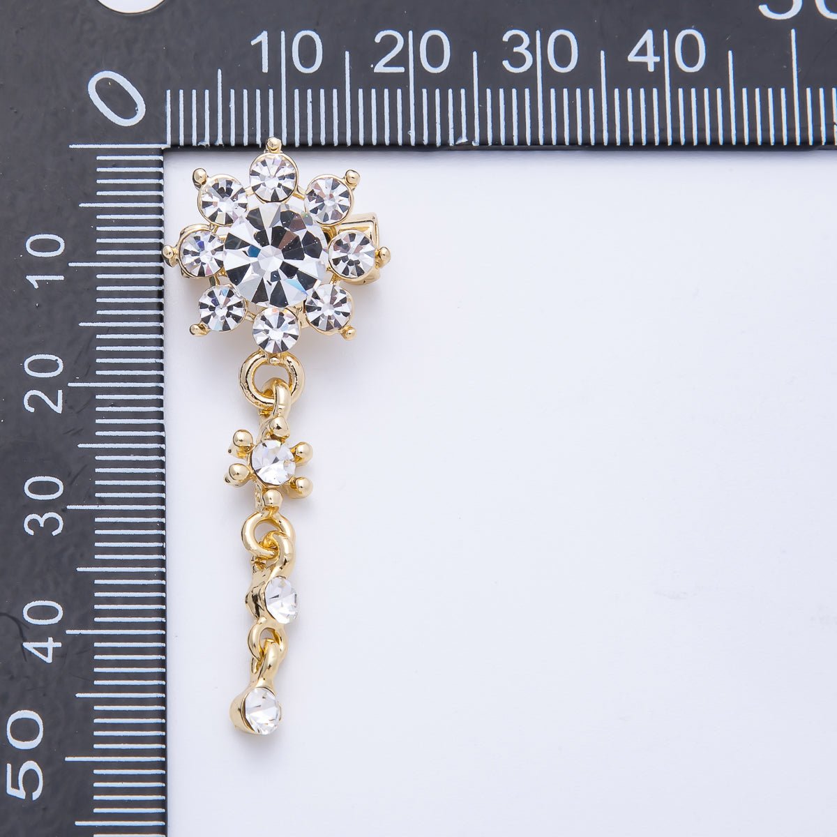Gold 47.5mm Light Rhinestone Round Drop Pin Brooch | BH - 057 - DLUXCA
