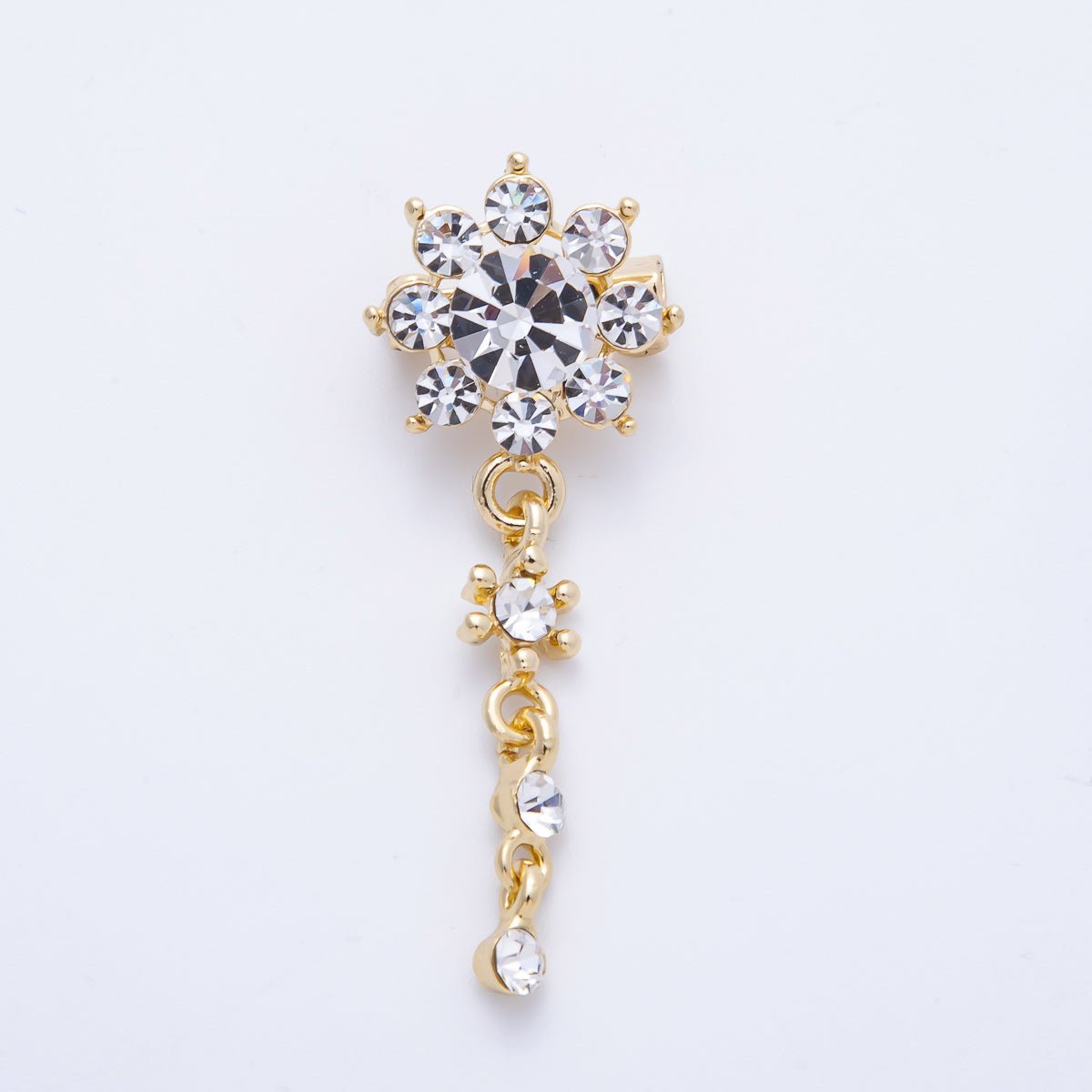 Gold 47.5mm Light Rhinestone Round Drop Pin Brooch | BH - 057 - DLUXCA