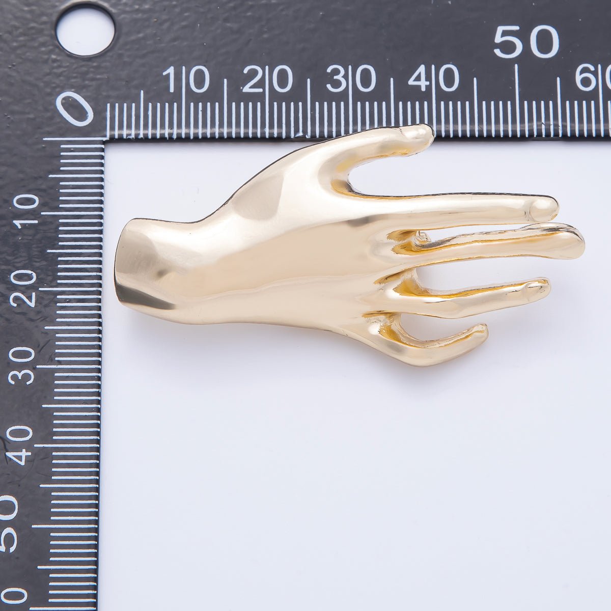 Gold 55mm x 28mm Minimalist Hand Pin Brooch | BH - 075 - DLUXCA