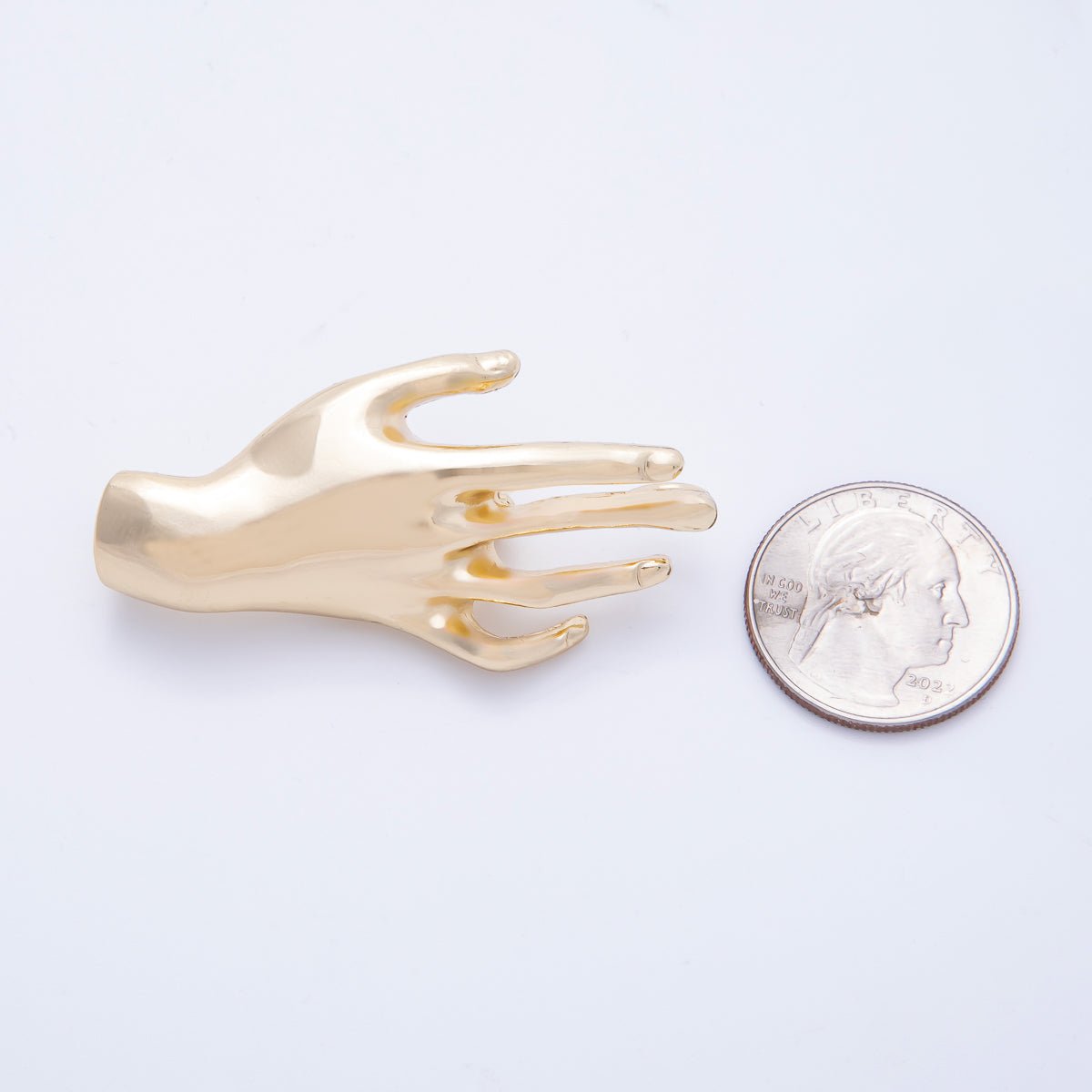 Gold 55mm x 28mm Minimalist Hand Pin Brooch | BH - 075 - DLUXCA