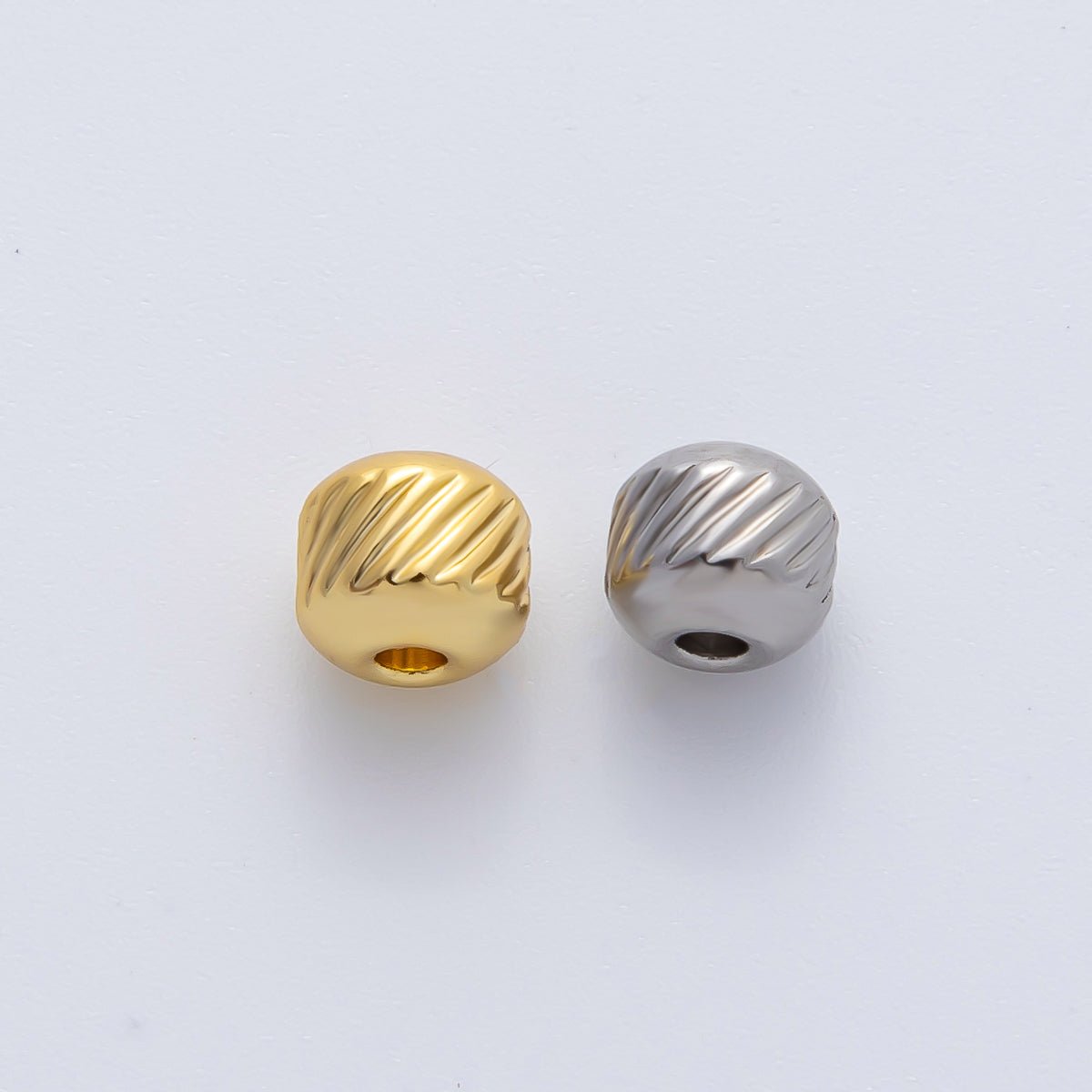 Gold 5mm Revolving Pattern Chunky Rondelle Minimalist Spacer Bead in Gold & Silver 10 pcs | B047 - DLUXCA