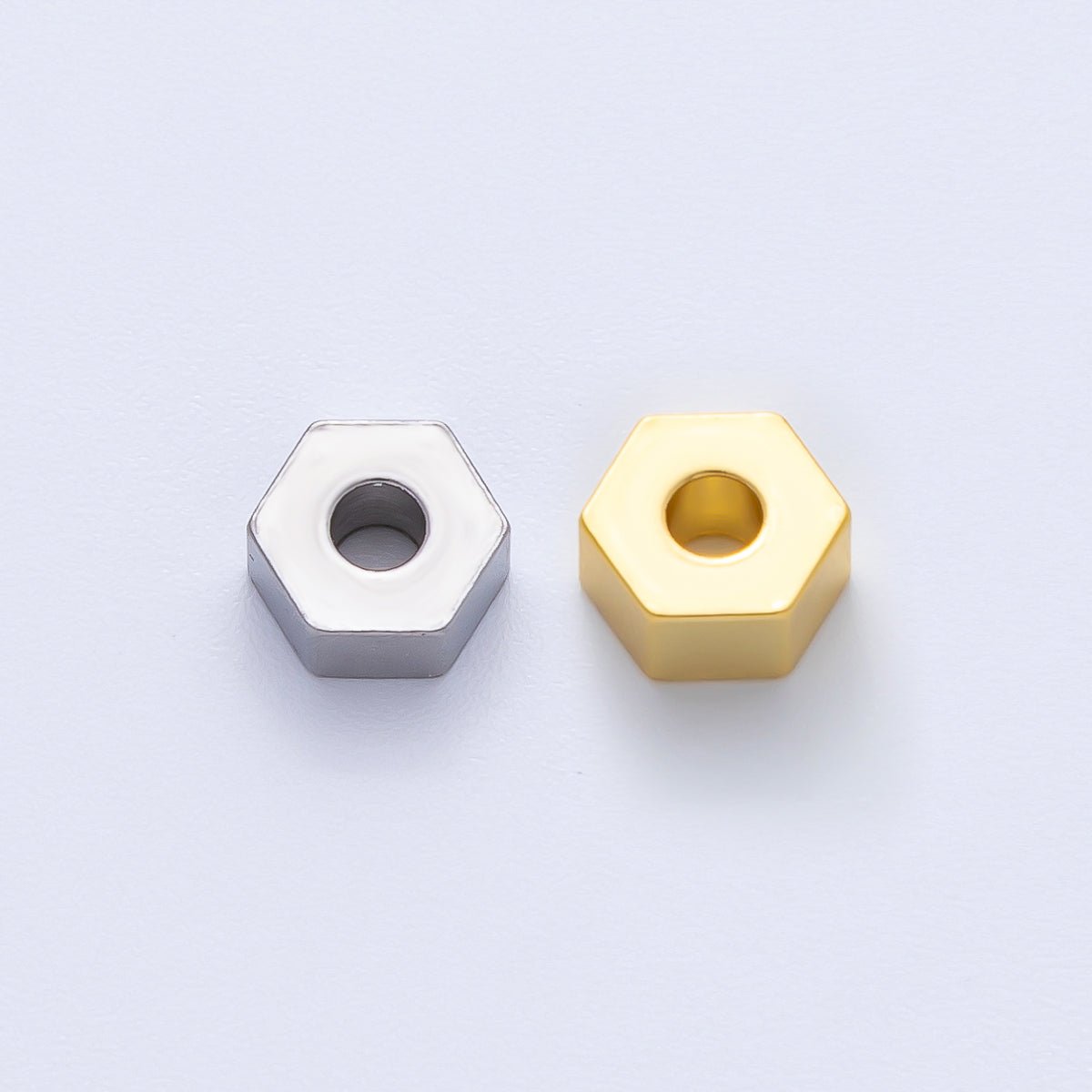 Gold 6mm Tiny Hexagon Spacer Bead in Gold & Silver 10pcs | B113 - DLUXCA