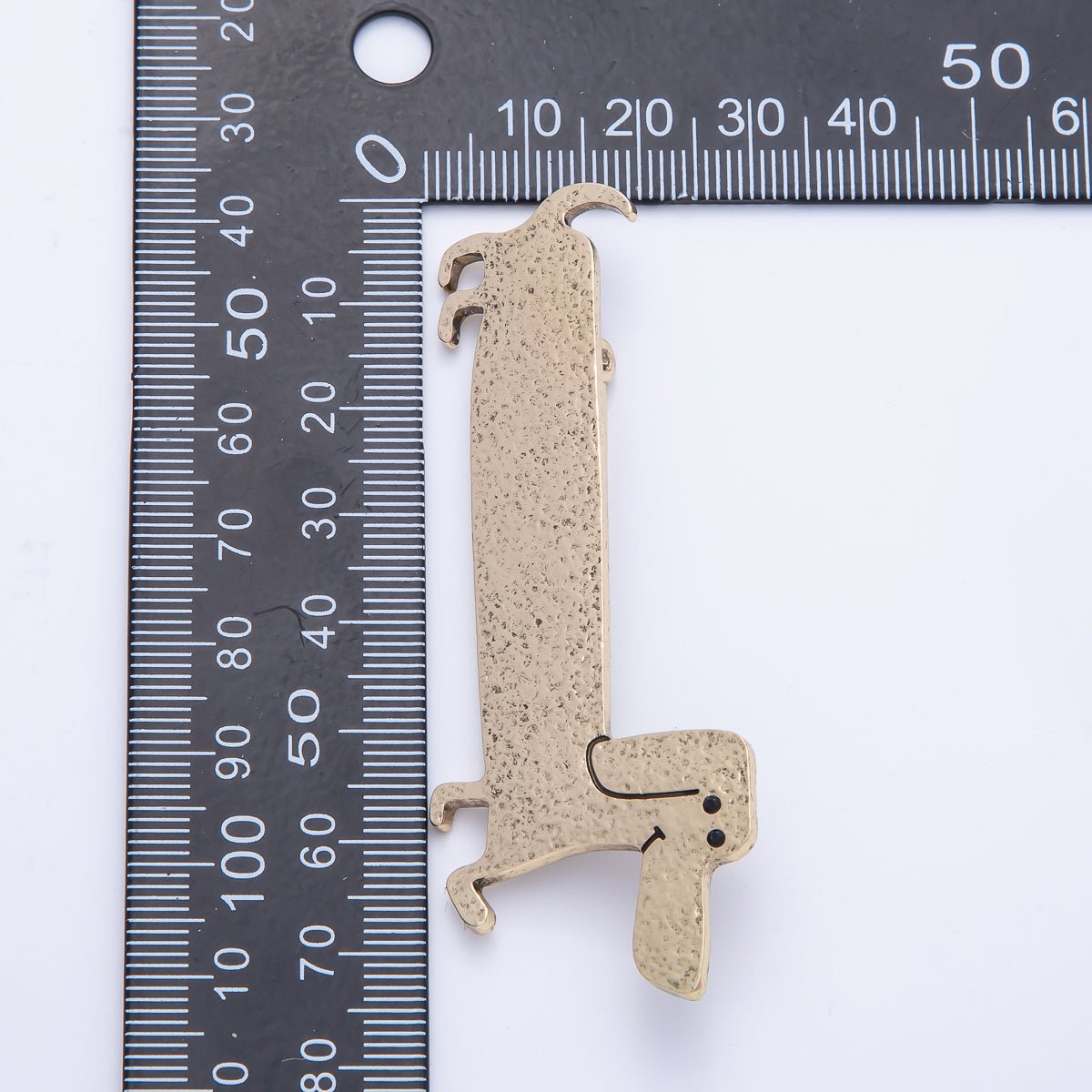 Gold 75mm x 30mm Hammered Wiener Dog Puppy Pet Animal Pin Brooch | BH - 060 - DLUXCA