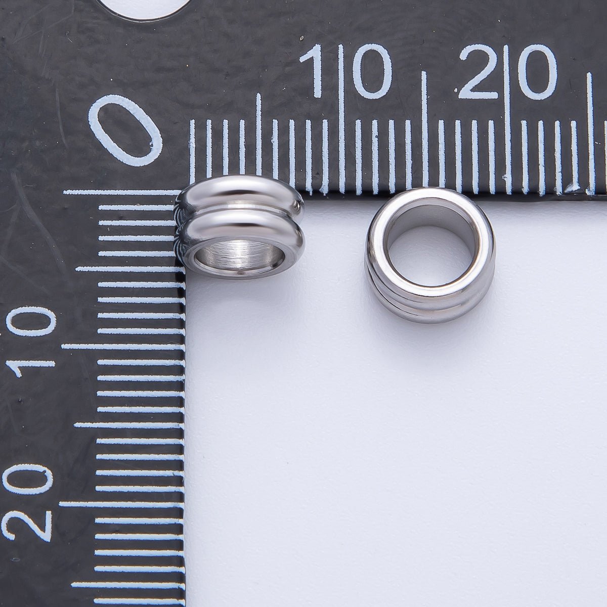 Gold 8mm Double Band Tiny Spacer Bead in Gold & Silver 10 pcs | B126 - DLUXCA