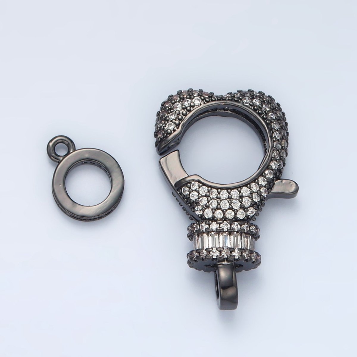 Gold Filled 25mm Clear Baguette Micro Paved Lobster Clasps Rhondelle Closure Set Findings | L081 - DLUXCA