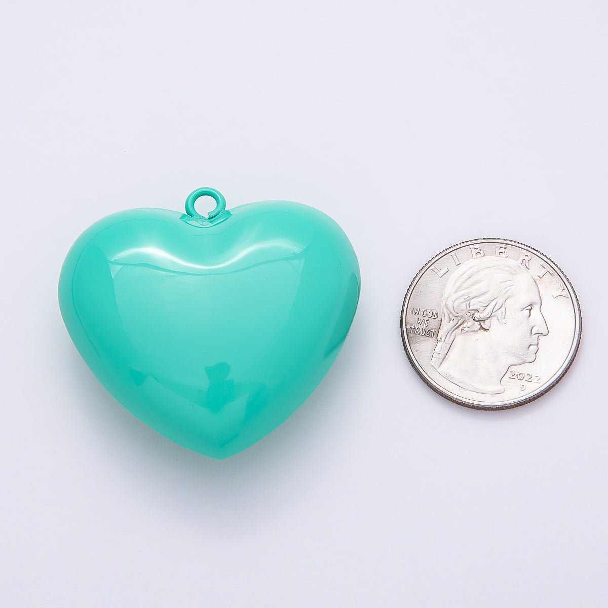 Gold Filled 40mm Blue Teal Enamel Chubby Heart Love 3D Multidimensional Charm | Charms - 00847 - DLUXCA