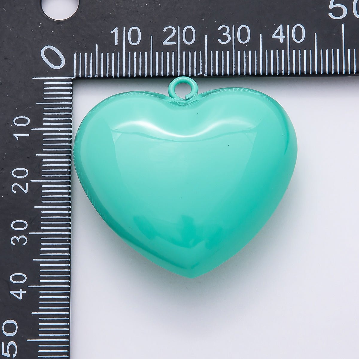 Gold Filled 40mm Blue Teal Enamel Chubby Heart Love 3D Multidimensional Charm | Charms - 00847 - DLUXCA
