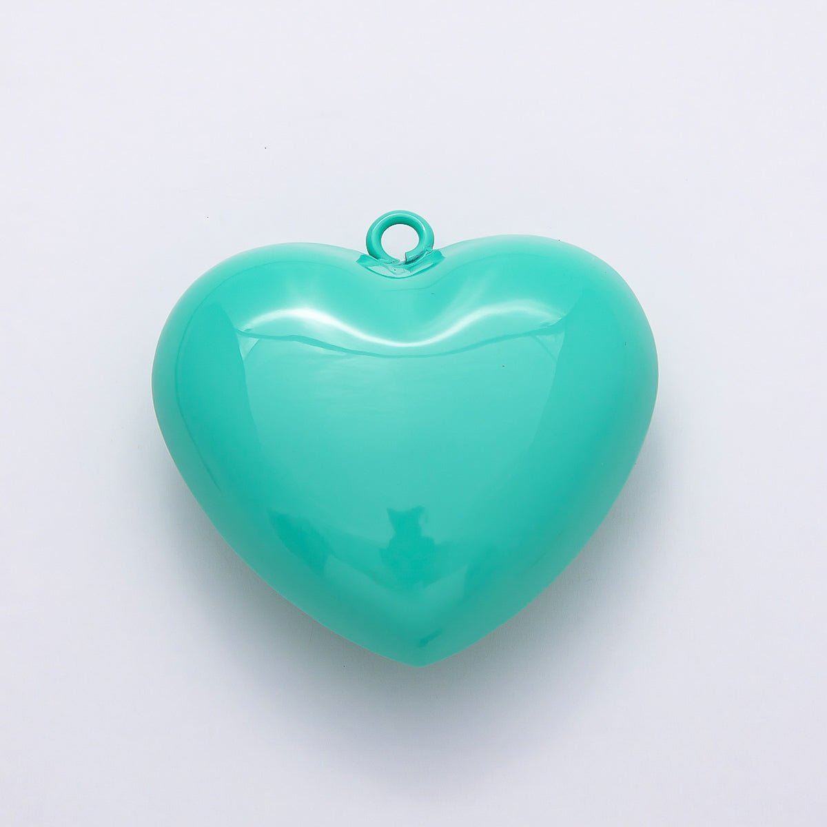 Gold Filled 40mm Blue Teal Enamel Chubby Heart Love 3D Multidimensional Charm | Charms - 00847 - DLUXCA