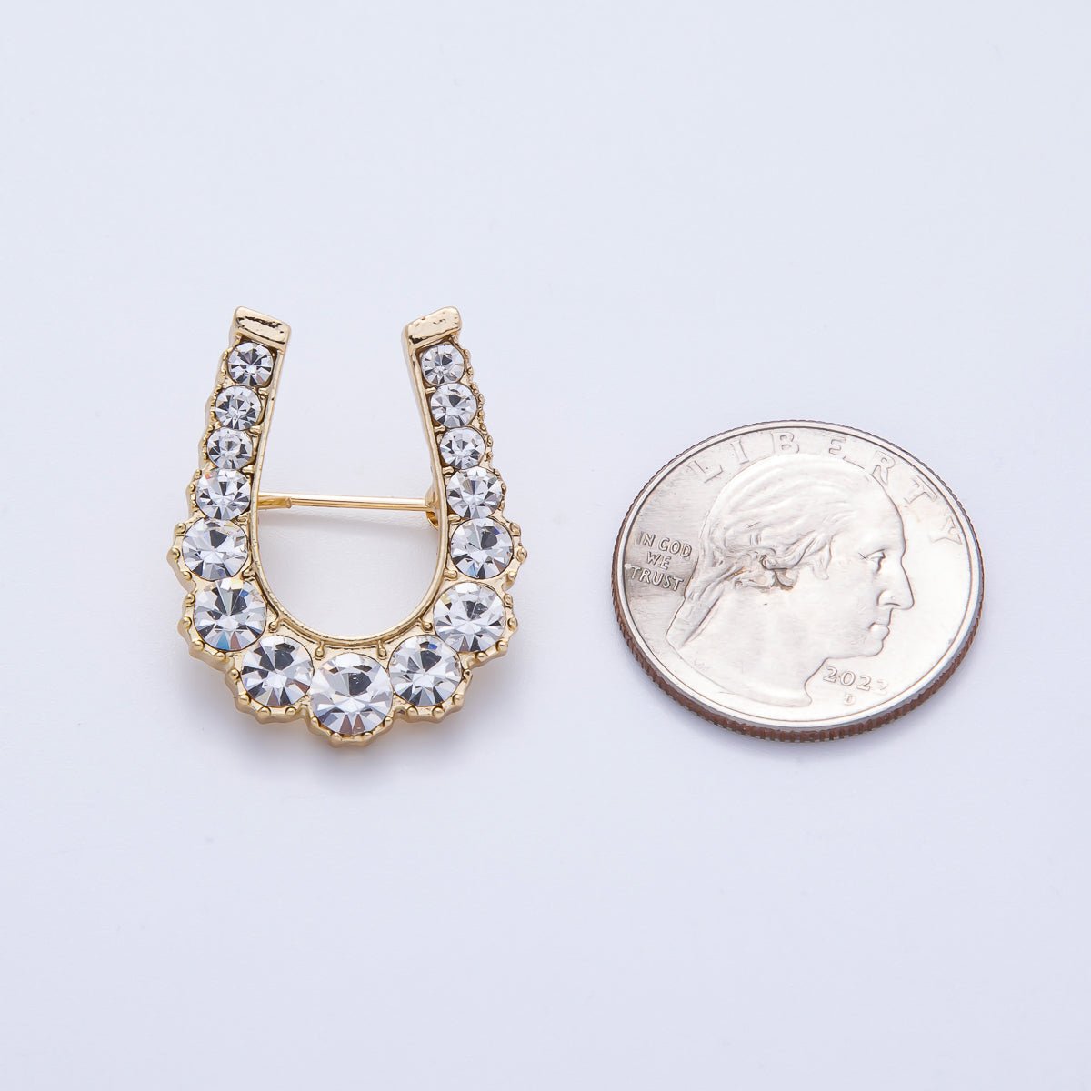 Gold Gradient Rhinestone Horseshoe Pin Brooch | BH - 043 - DLUXCA