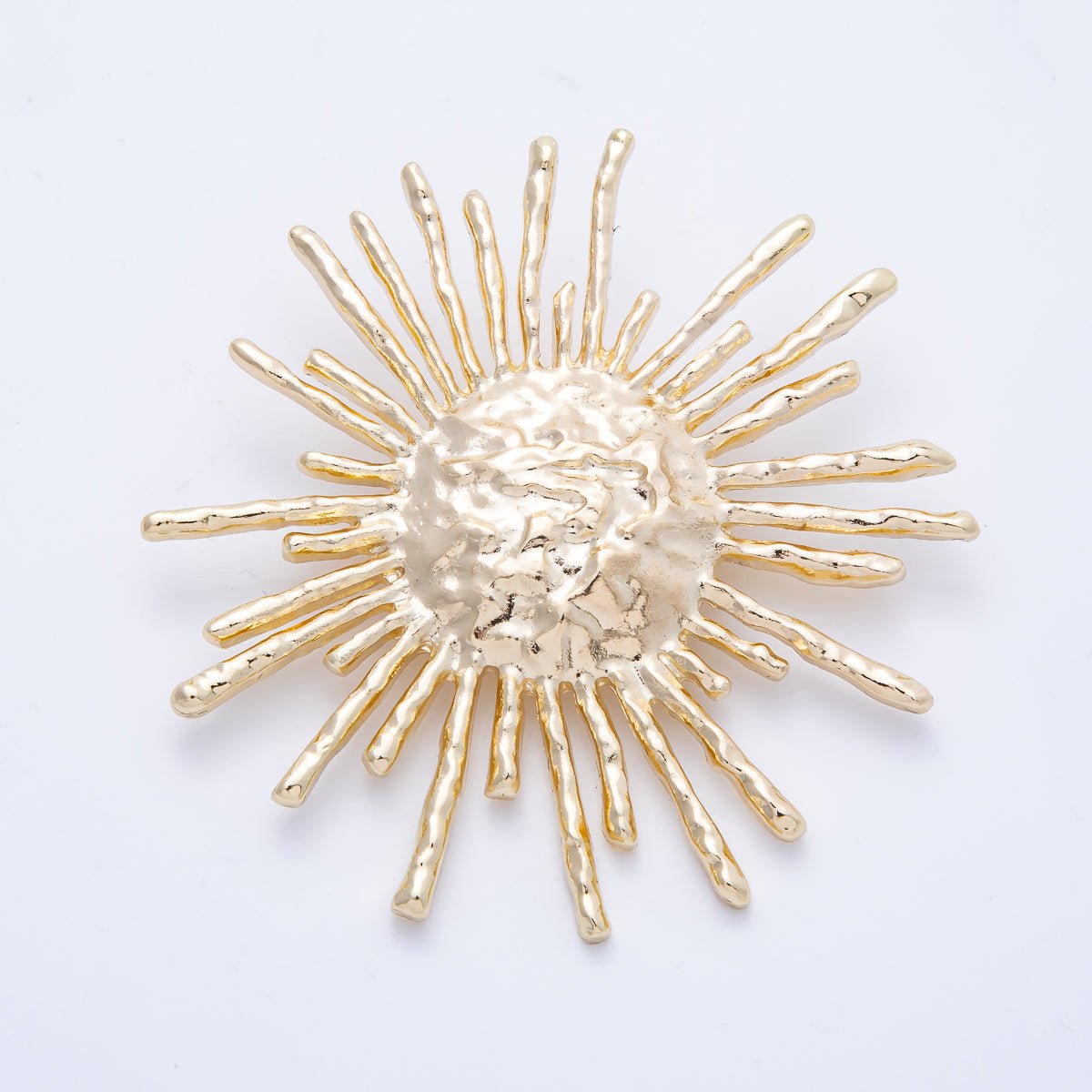 Gold Hammered Celestial Sun Pin Brooch | BH - 032 - DLUXCA