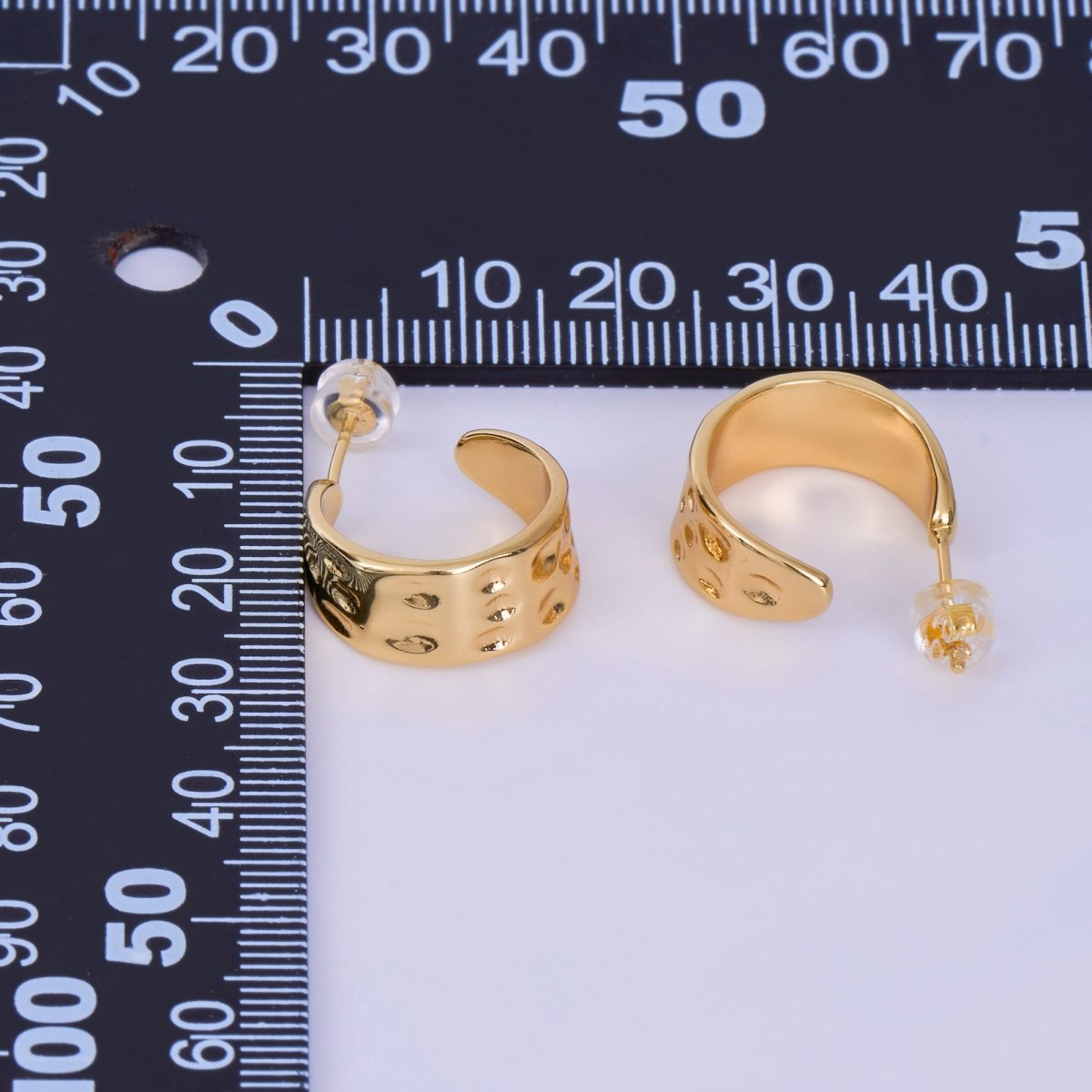 Gold Hammered Hoop Earrings Gold Filled Hammered Earrings, Textured Hoop Earrings, Vintage Style, Gold Minimalist Earrings K - 406 - DLUXCA