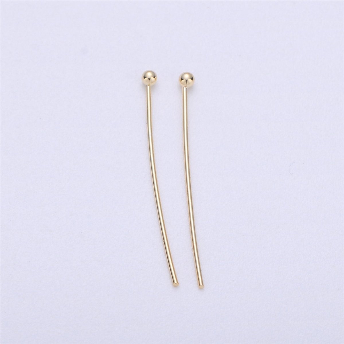 Gold Head Pins Ball Point Headpins, 0.6mm (22 Gauge) by 30mm, 35mm, 40mm | L532 - L535 - DLUXCA