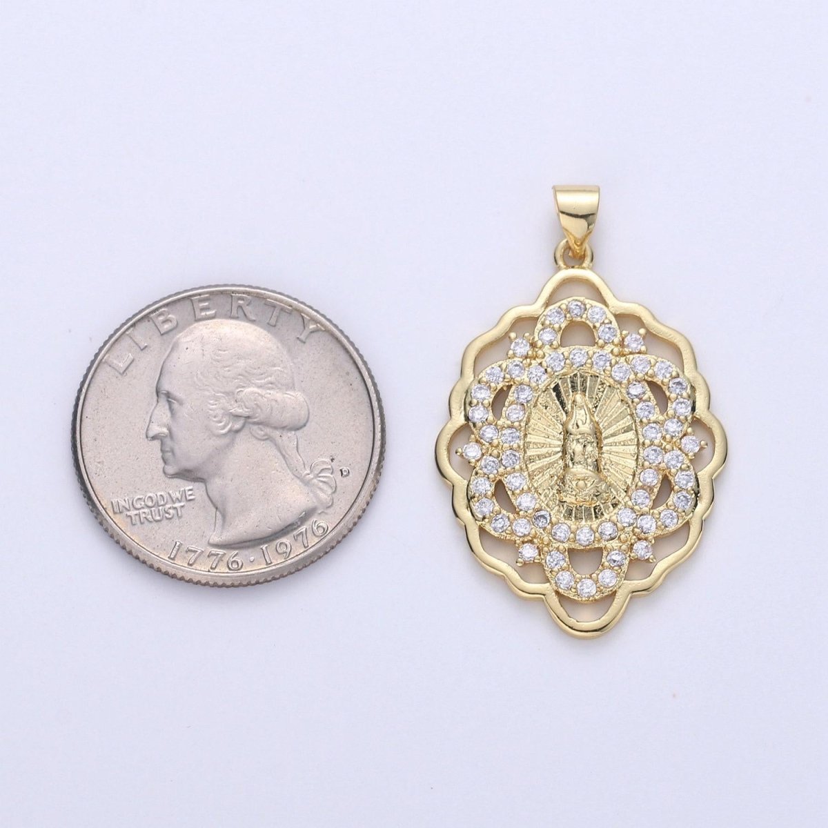 Gold medallion virgin mary pendant pendant round coin pendant in 24k gold filled religious jewelry charm pendant for necklace i - 640 - DLUXCA