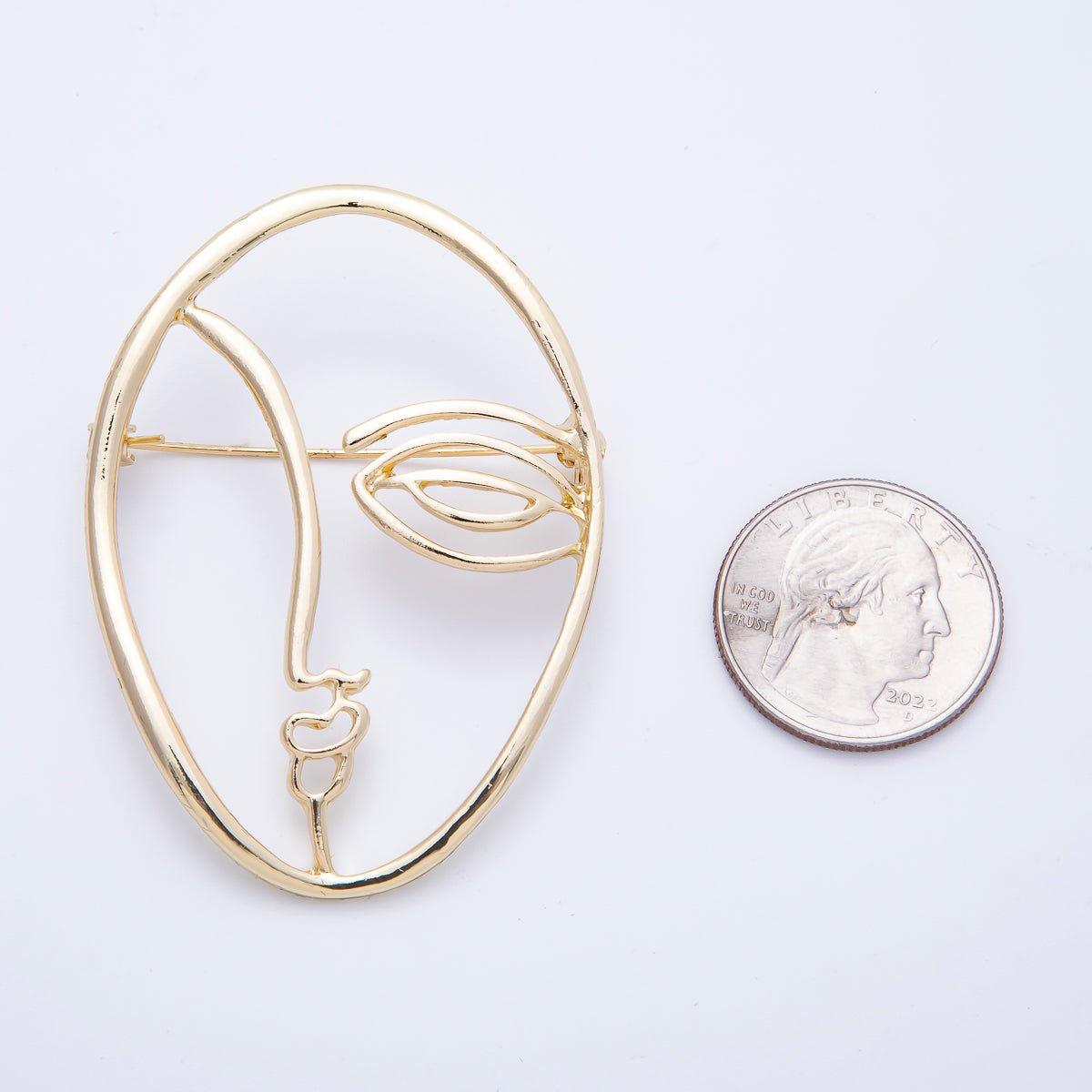 Gold Minimalist Face Pin Brooch Modern Abstract Face Woman | BH - 066 - DLUXCA