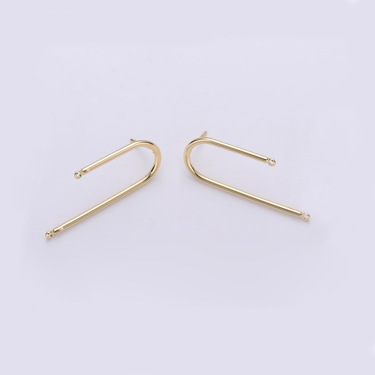 Gold Rectangular Post Earring, Geometric Earrings with Open Link for DIY Earring Jewelry Making Gold Filled K - 252 - DLUXCA