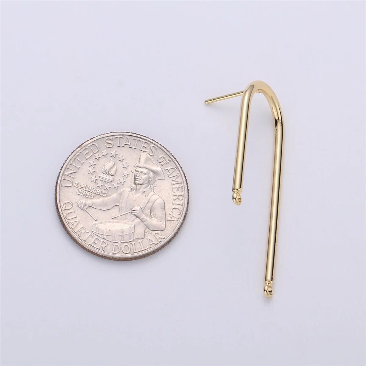 Gold Rectangular Post Earring, Geometric Earrings with Open Link for DIY Earring Jewelry Making Gold Filled K - 252 - DLUXCA