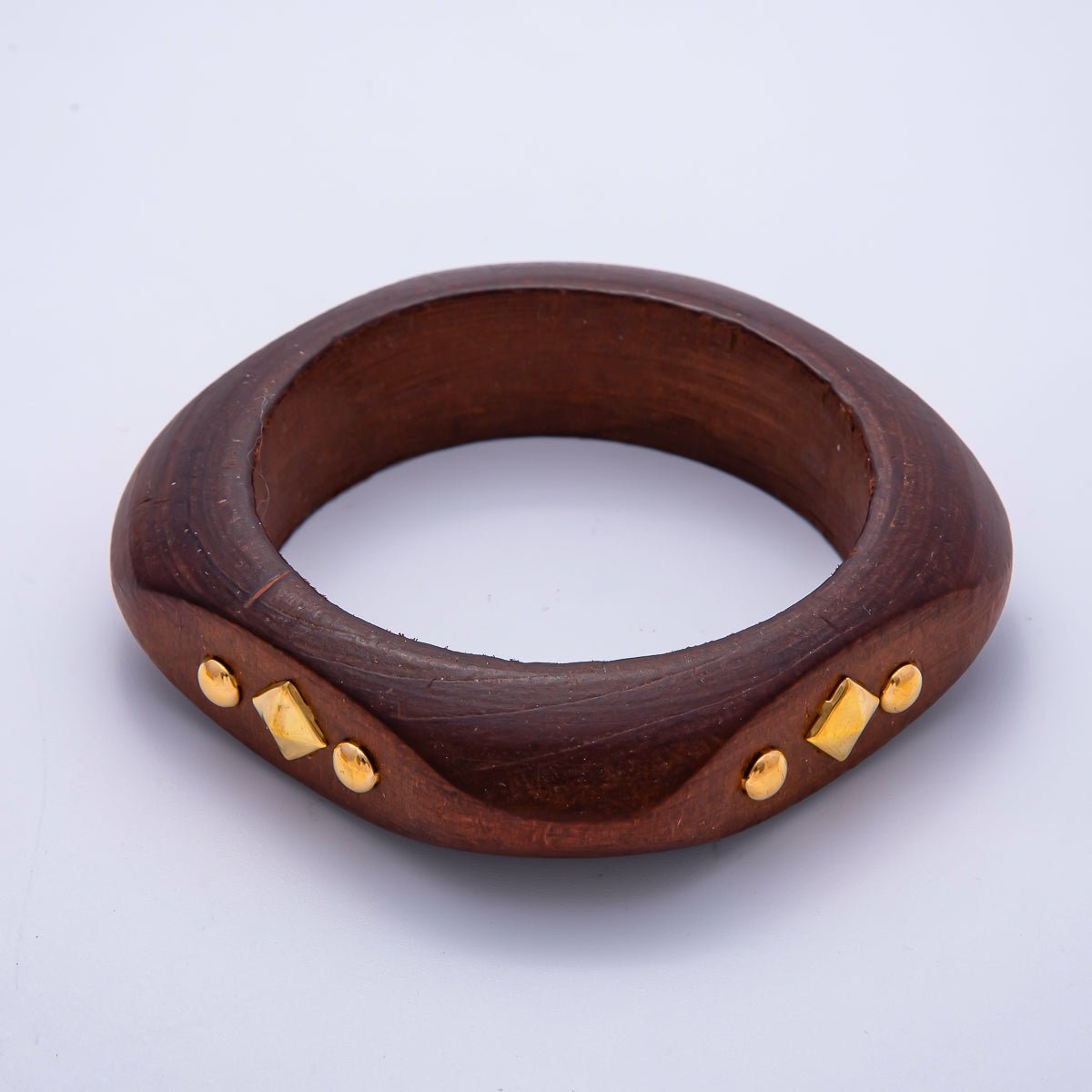 Gold Rhombus Round Dotted Studded Wood Square Bangle Bracelet | WA - 04323 ~ WA - 04325 - DLUXCA
