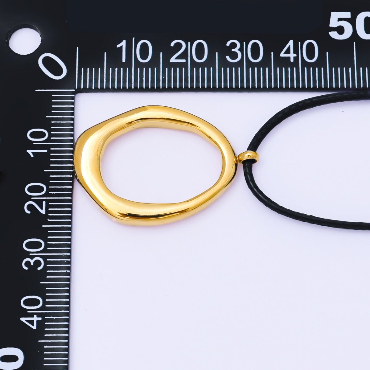 Gold Stainless Steel 1.6mm Freerform Oblong Leather Chain 16 Inch Necklace with Extender | WA - 1377 - DLUXCA