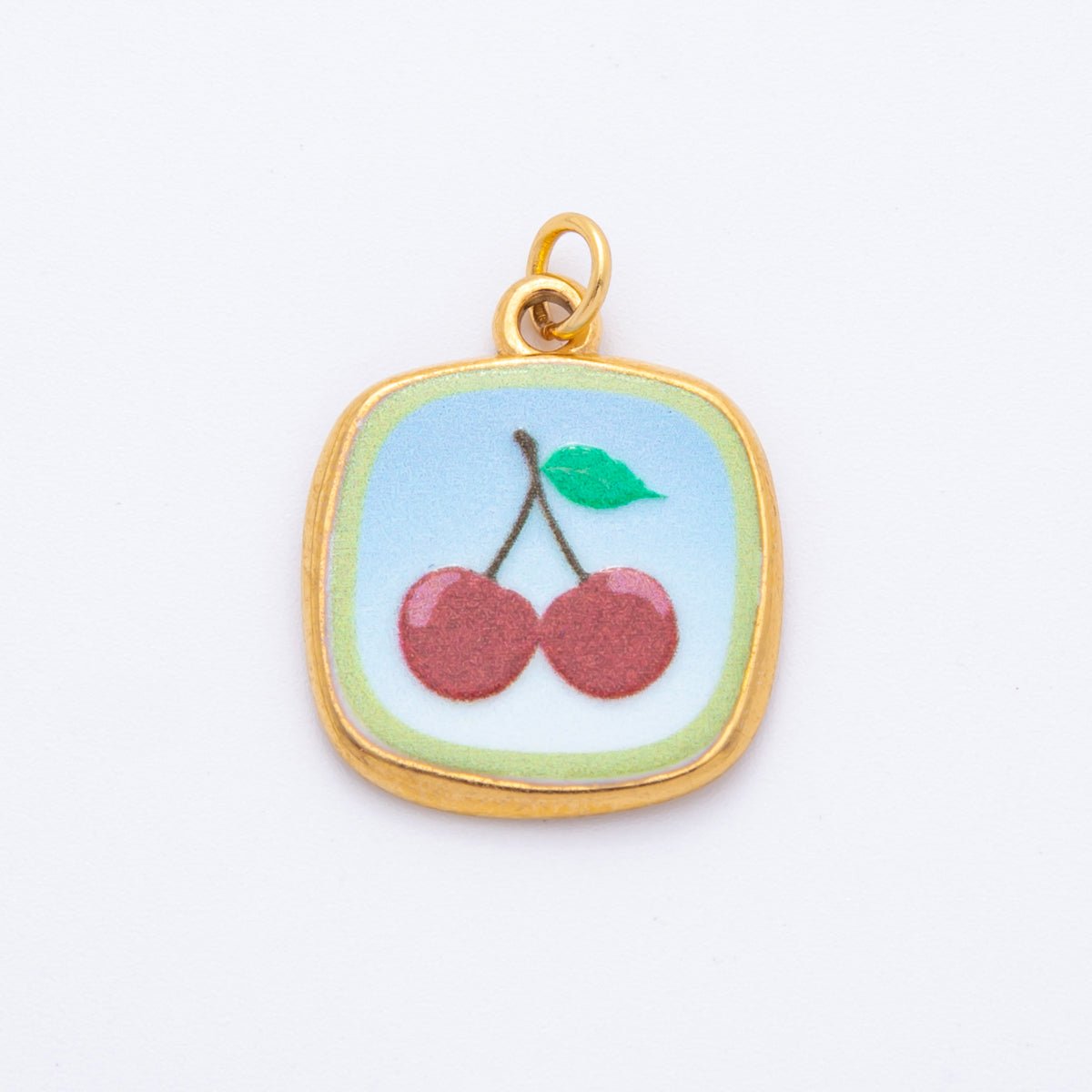 Gold Stainless Steel 24mm Hand - Painted Enamel Blueberry, Pear Fruit, & Mushroom Charm | J073 J161 J376 J084 J095 - DLUXCA