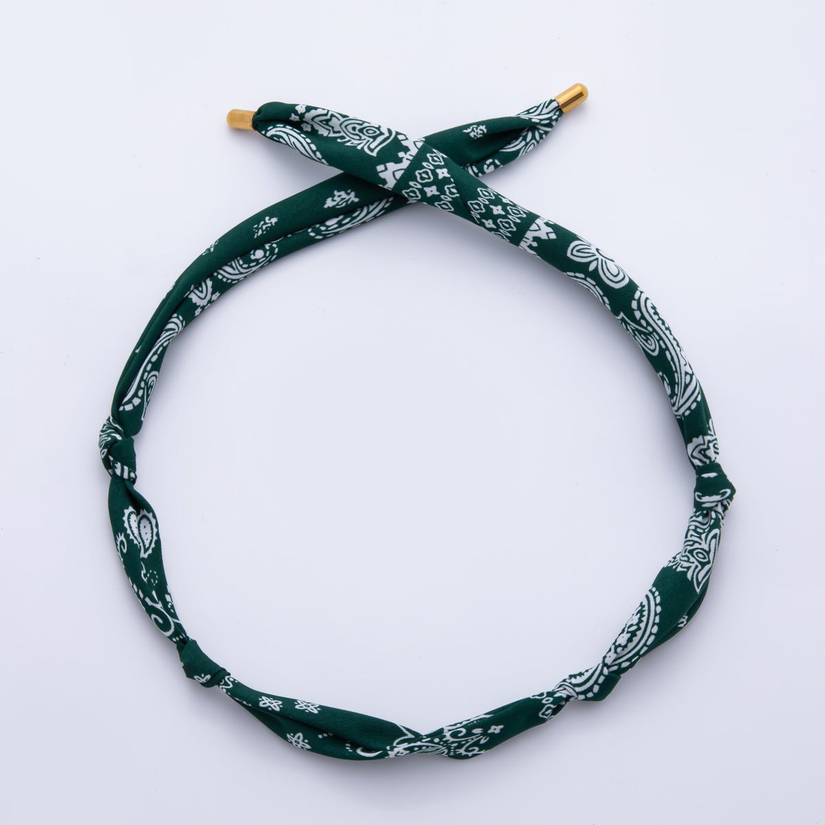 Gold Stainless Steel 25mm Red, Blue, Green Handmade Bandana Scarf Necklace | NC - 2028 ~ NC - 2032 - DLUXCA